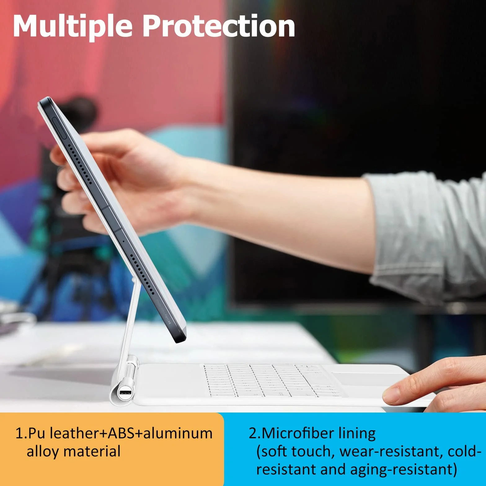 Magic Keyboard 10.9 iPad Air (5, 4 generacji), etui z klawiaturą do iPada Pro 11 cali (3. / 2. / 1. generacji) wolnounosząca się podstawa, magnetyczna klawiatura z gładzikiem, USA QWERTY