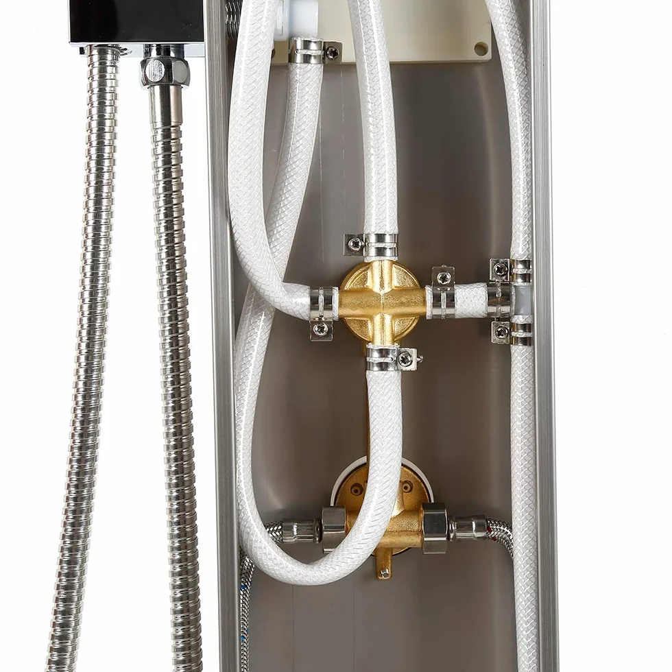 Panel prysznicowy z hydromasażem ze stali nierdzewnej - kolumna prysznicowa z hydromasażem z mieszaczem, panel prysznicowy ze stali nierdzewnej 3 funkcje, 15 x 47 x 130 cm (stal nierdzewna)