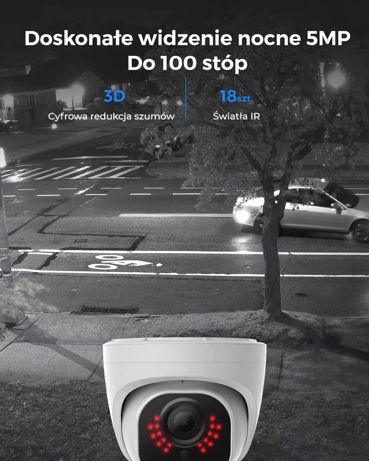 Reolink Kamera 5MP PoE z Wykrywaniem Ludzi/Pojazdów, Noktowizorem, Wodoodporną Zewnętrzną Kamerą Bezpieczeństwa, Upływ Czasu, Nagrywaniem Dźwięku, Gniazdem Karty microSD, 2-Pak RLC-520A