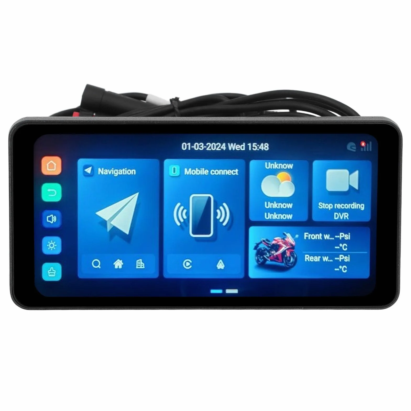Motocyklowy System Nawigacji GPS 7in z Podwójnym Bluetooth, Płaszcz Przeciwdeszczowy, Android Auto Carplay