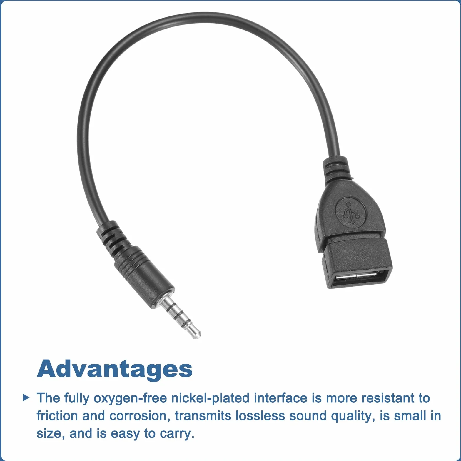 QUARKZMAN Kabel AUX na USB 3,5 mm męski wtyk audio Jack na USB 2.0 żeński konwerter czarny
