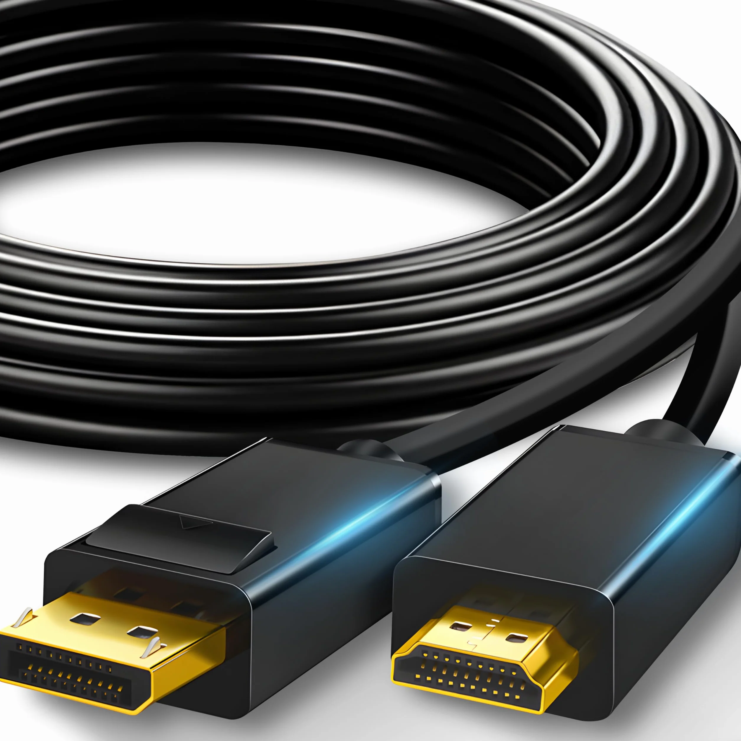 Retoo Adapter DisplayPort na HDMI, 4K Display Port na HDMI, adapter żeński HDMI, kompatybilny z HDTV, monitorem, projektorem, biurkiem, Surface, kablem ekranowym 1,8 m, czarny