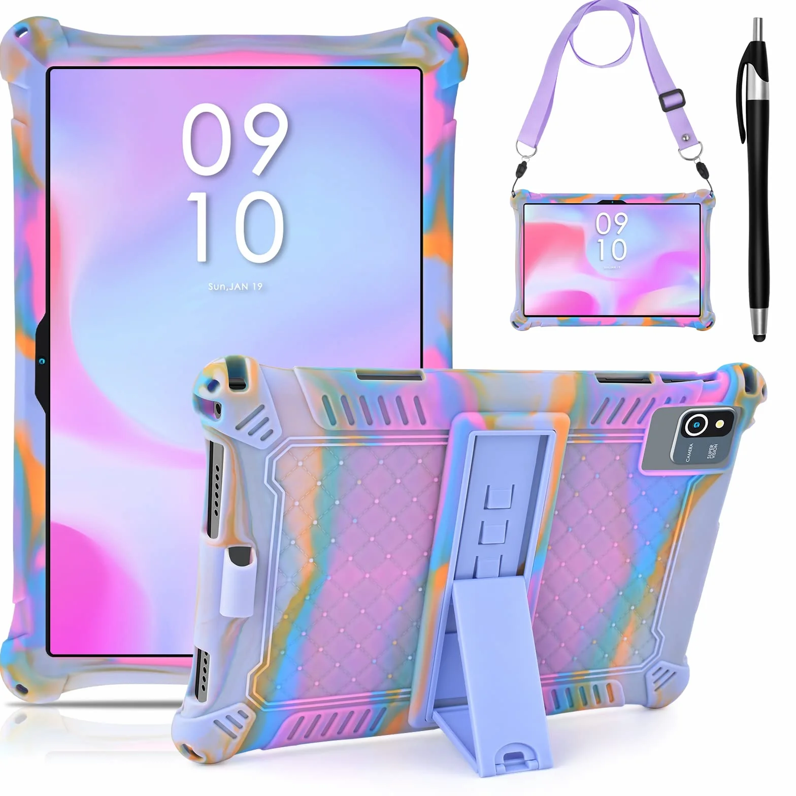 KATUMO Universalne Twarde Etui z Silikonu dla Tabletów 10,1 cali, Etui dla JIKOCXN C30 / DEERTiME E6 / ZONKO/DOOGEE U10 / SKYEGG K11 tabletów 10 cala, z Pióro i Pasek na Ramię