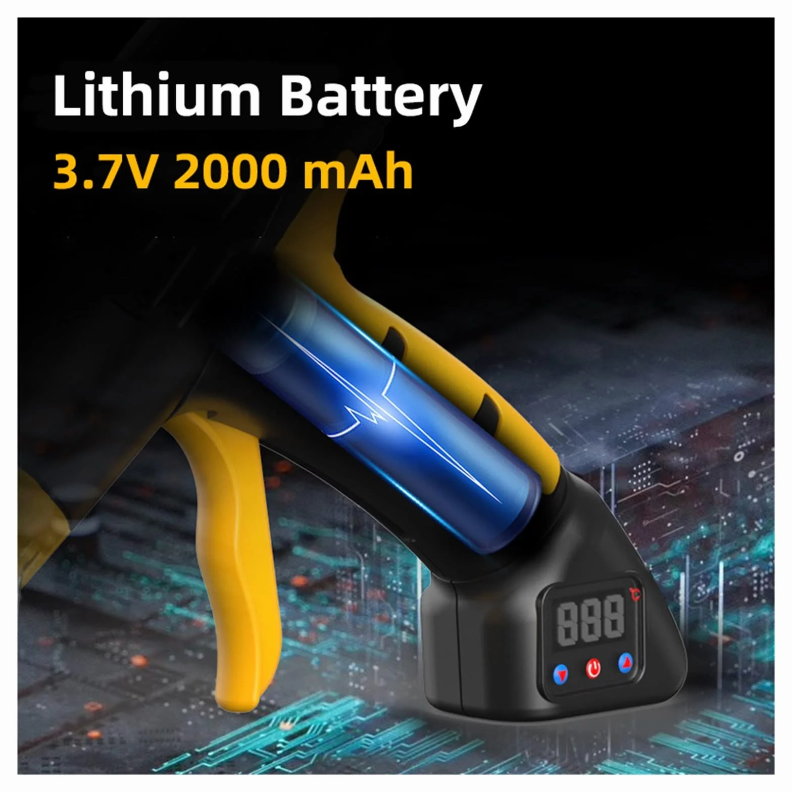 Pistolet Do Kleju Na GorąCo 60w Bezprzewodowy Akumulator Litowy Pistolet Do Klejenia Na Gorąco Cyfrowy Wyświetlacz Regulacja Temperatury Użyj 7mm Klej W Sztyfcie Bezprzewodowe Narzędzie Do Naprawy(SET