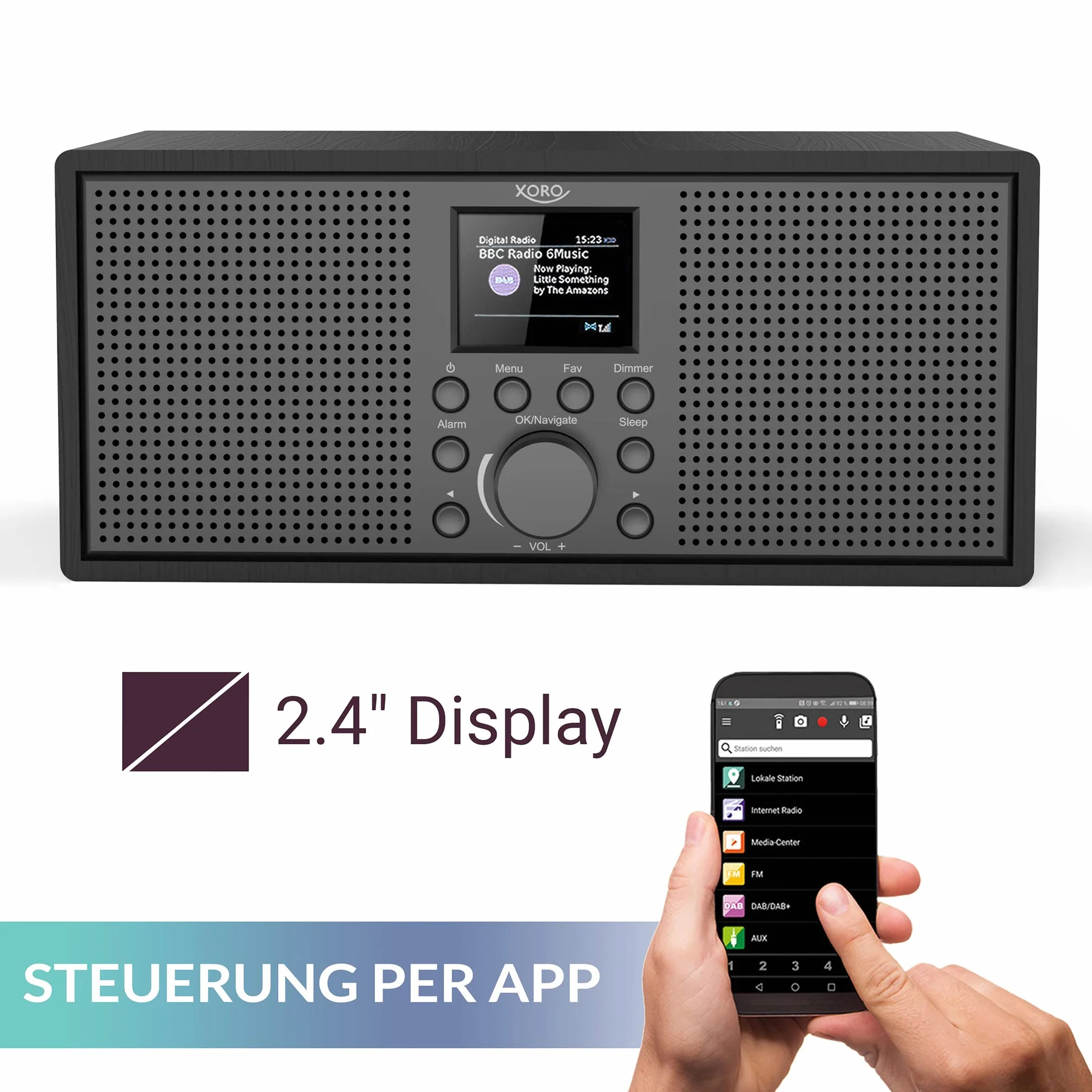 XORO DAB 700 IR radio internetowe WLAN UKF DAB+ Spotify Connect Bluetooth USB Mediaplayer głośnik stereo 2x10W budzik kolorowy wyświetlacz