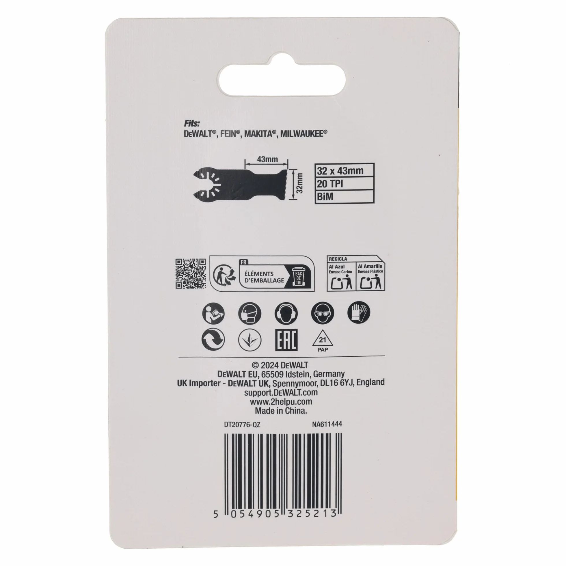 DeWalt 32 mm Bi-Metal Plunge Point Blade (5 szt.) DT20776-QZ