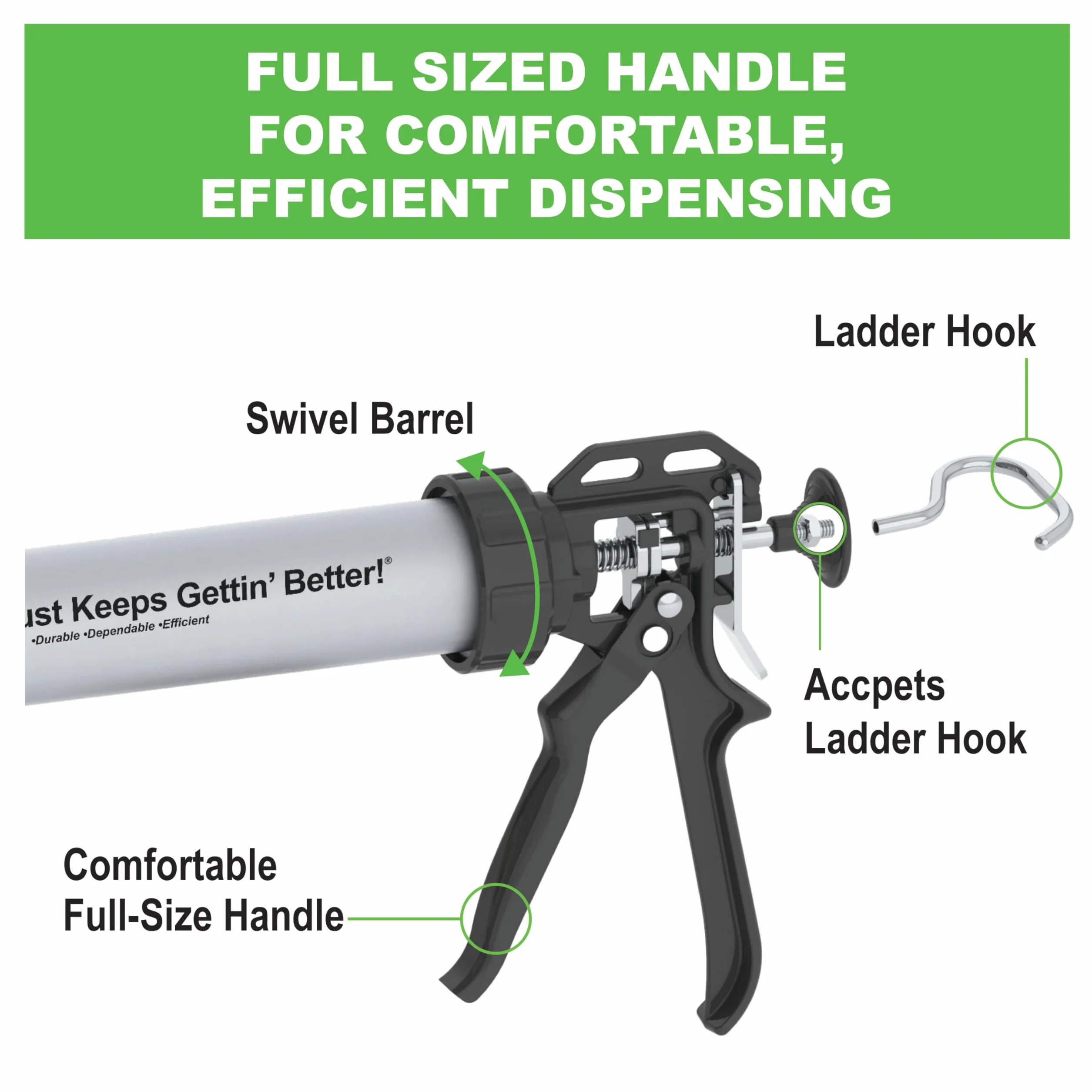 Albion Engineering B12S20 B-Line ręczna kiełbasa pistolet, 50 ml, 30 cm napęd