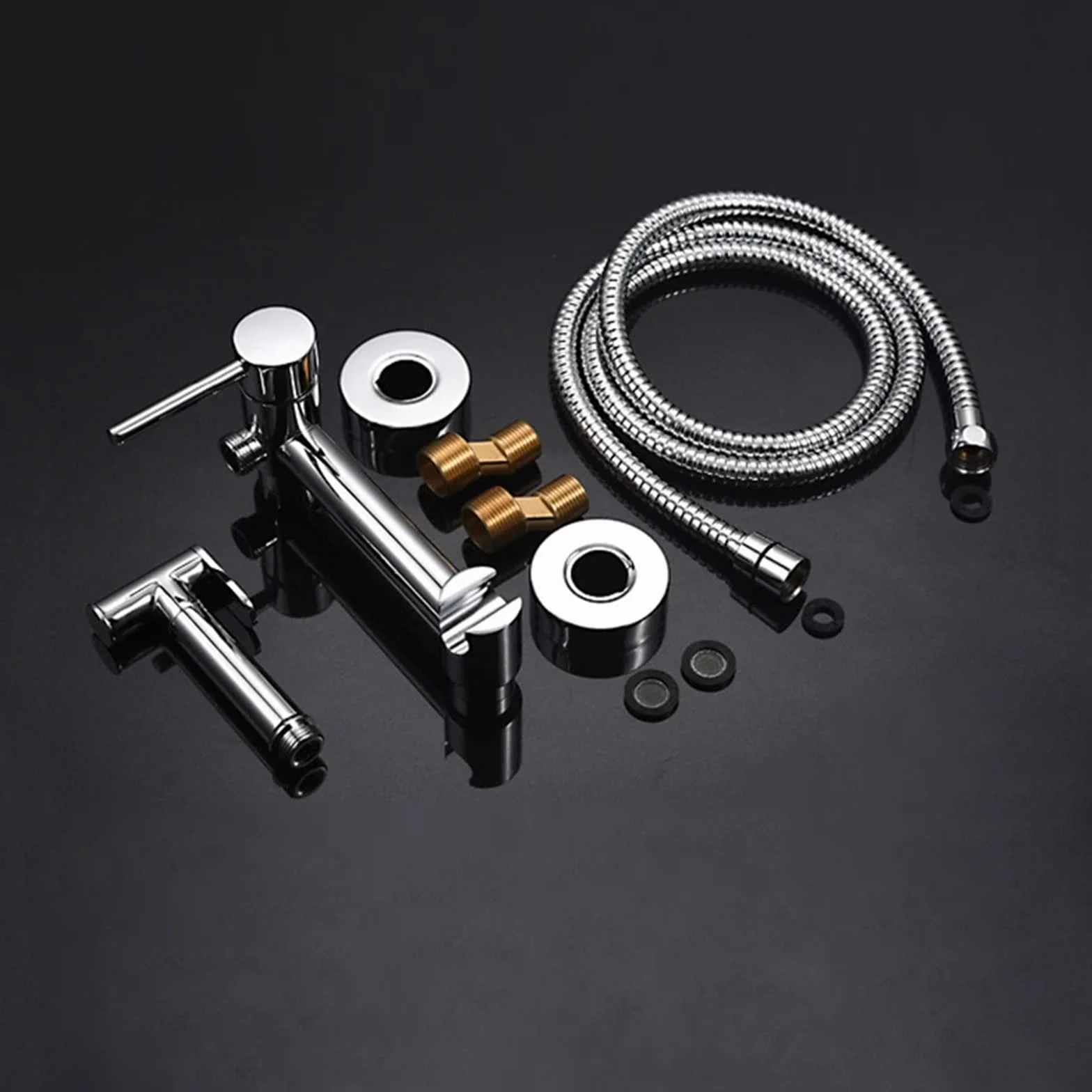 Bidety kwadratowy mosiądz chromowany bidet bateria toaletowa prysznic przenośny opryskiwacz zestaw ciepłej i zimnej wody kran higieniczny prysznic (BR-3324306C)