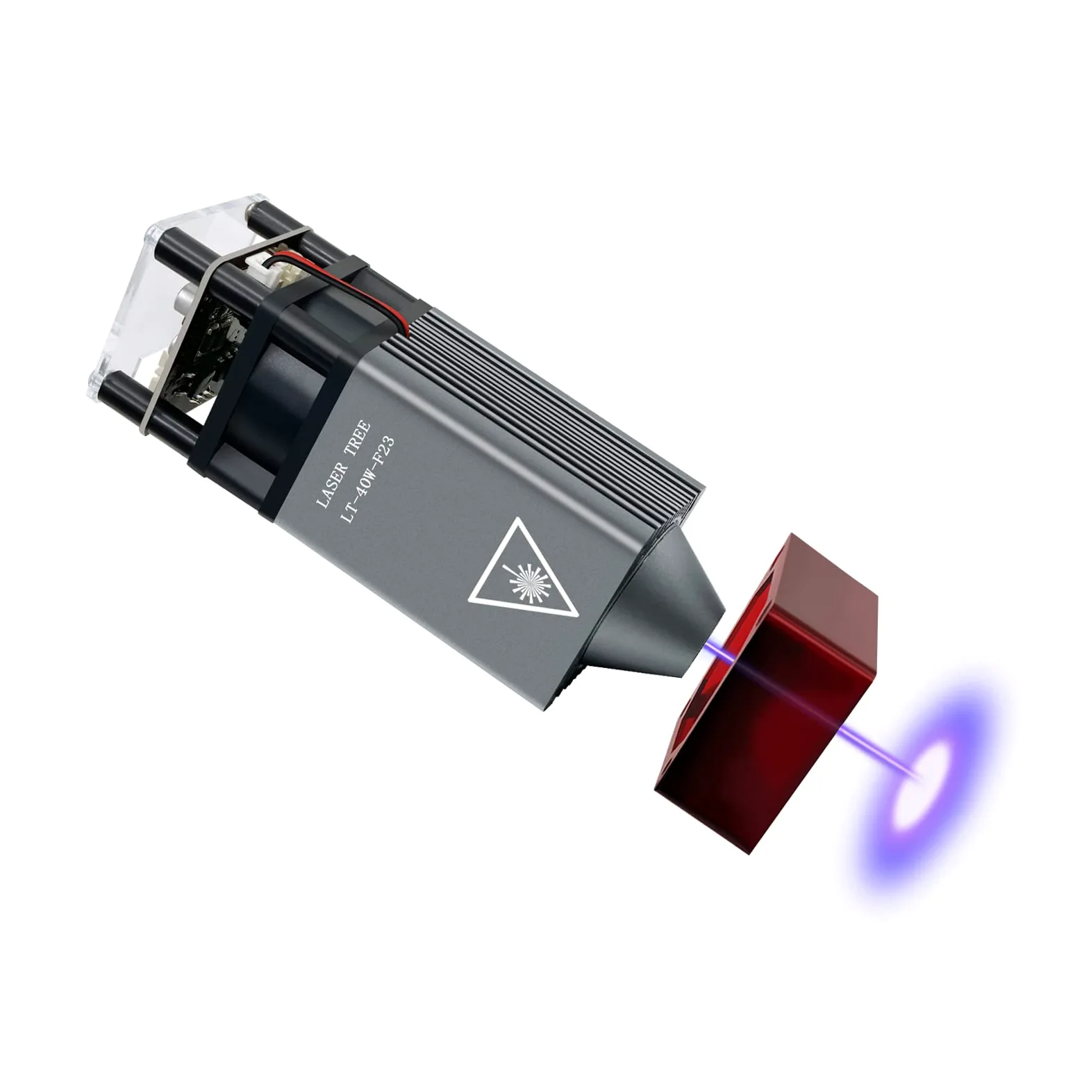 Moduł laserowy LASER TREE 40W, głowica grawerująca i tnąca o stałej ostrości 23 mm, moduł grawerki laserowej o mocy optycznej 5 W z metalową osłoną przeciwwiatrową, odpowiedni do grawerki laserowej