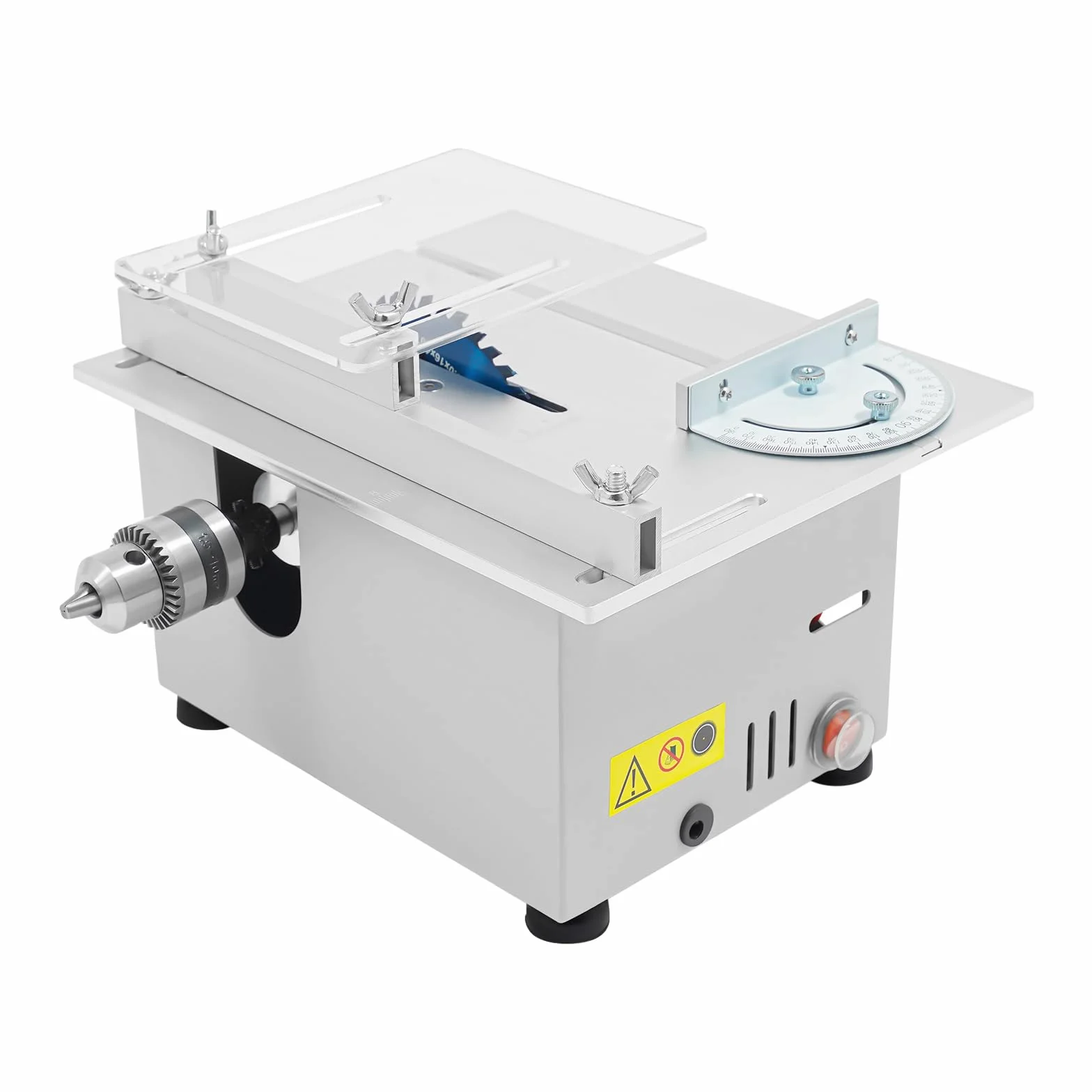 Mini stołowa pilarka tarczowa 96 W, mała z 7 stopniami prędkości, wychylna 0-180°, głębokość cięcia 0-29 mm, do drewna, aluminium, akrylu – idealna dla majsterkowiczów i warsztatów
