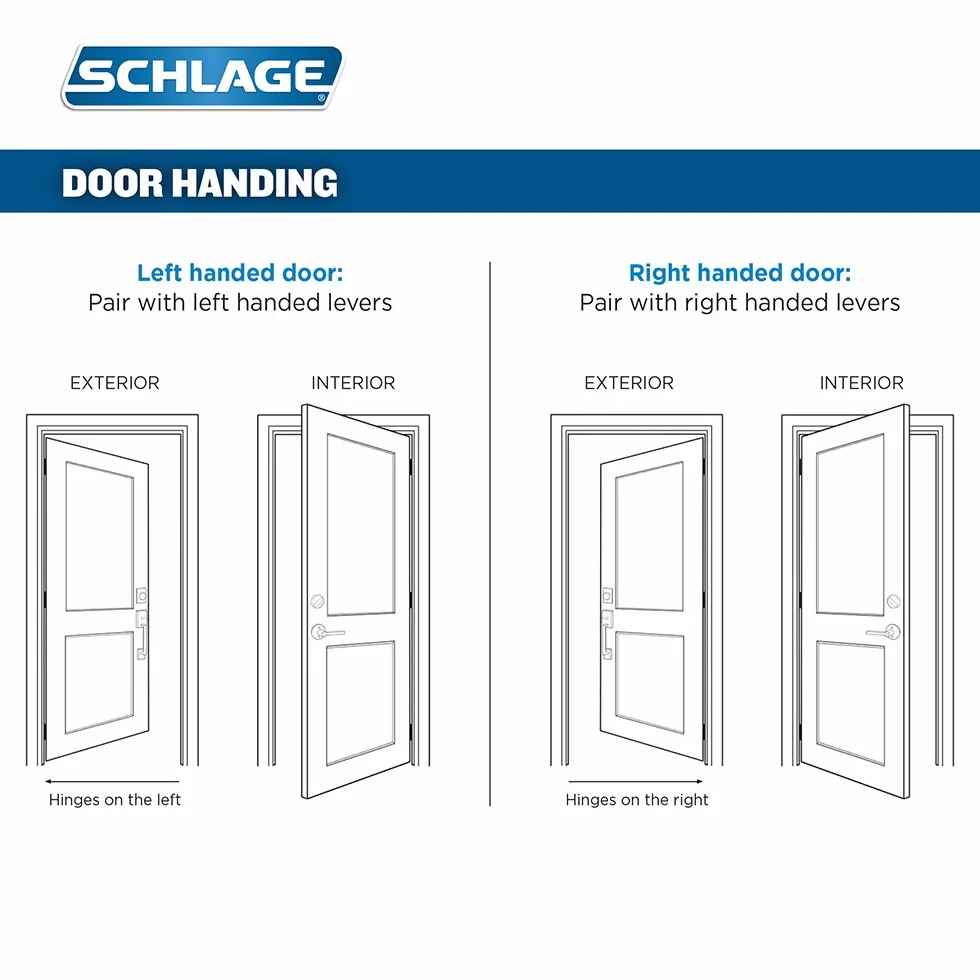SCHLAGE Addison zestaw klamek z pojedynczym cylindrem i dźwignia akcentująca prawostronna, antyczny mosiądz (F60 ADD 609 Acc RH)