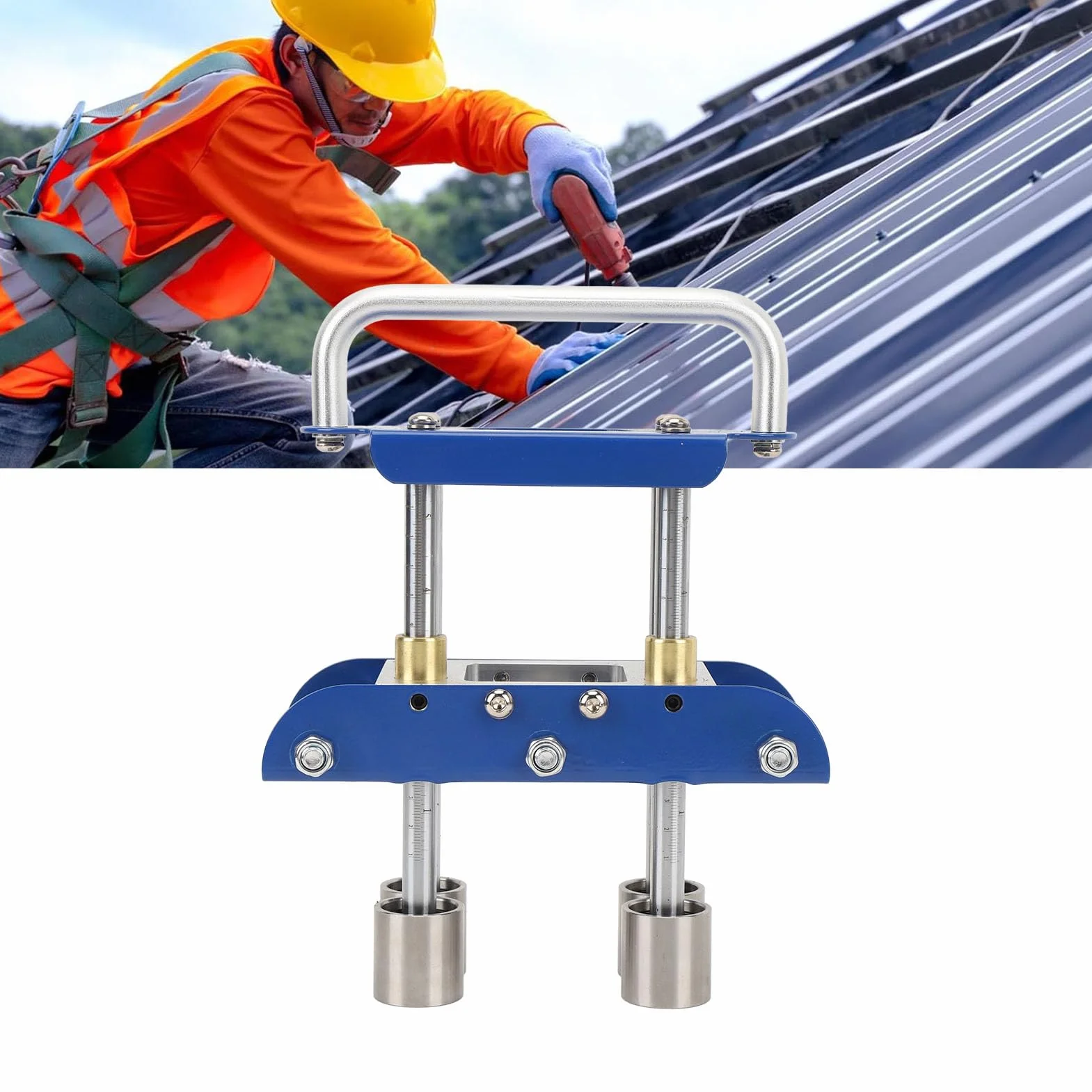Bender Blachy Blachy, Wałek od 0 do 90 Stopni Kąt Blachy Metalowy Giętarka z Nożyczkami do Budowania na Zewnątrz, Futery Zbrojeniowe i Zgięki (BLUE)