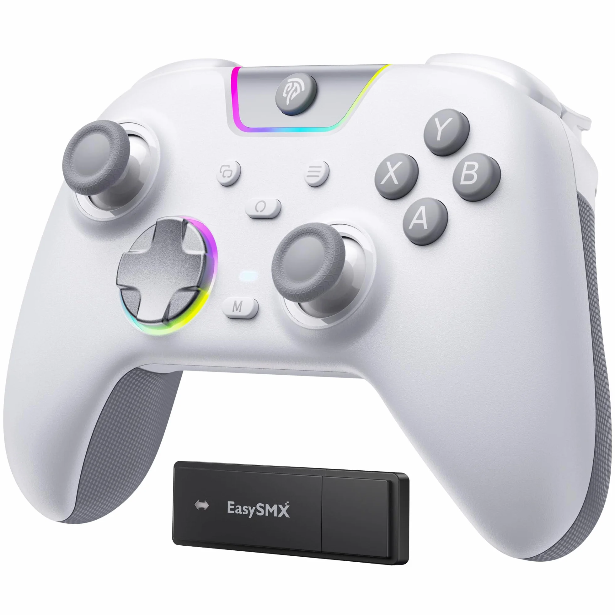 EasySMX X05PRO Bezprzewodowy kontroler PC z RGB, joystick hall, 1000 mAh, biały