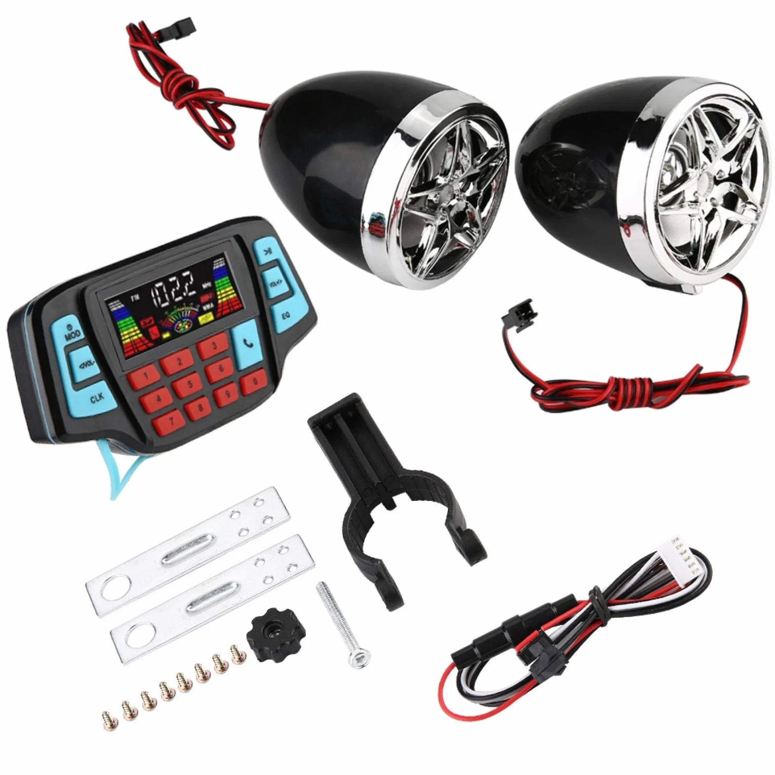 Motocyklowe głośniki motocyklowe Wodoodporny Bluetooth, uchwyt na kierownicę BT Odtwarzacz MP3 Audio Stereo Głośnik Wzmacniacz System USB TF Card Carrier