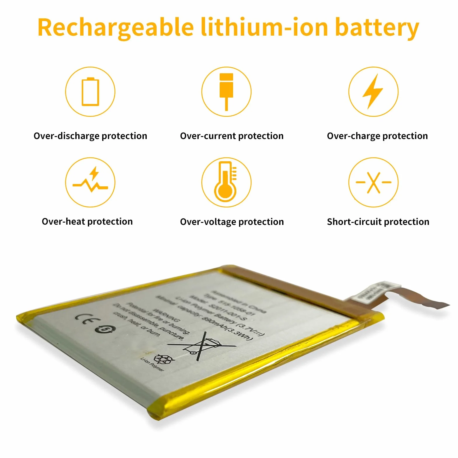 Bateria 3,7V 890mAh 3,3Wh do E-Book E-Reader S2011-001-S