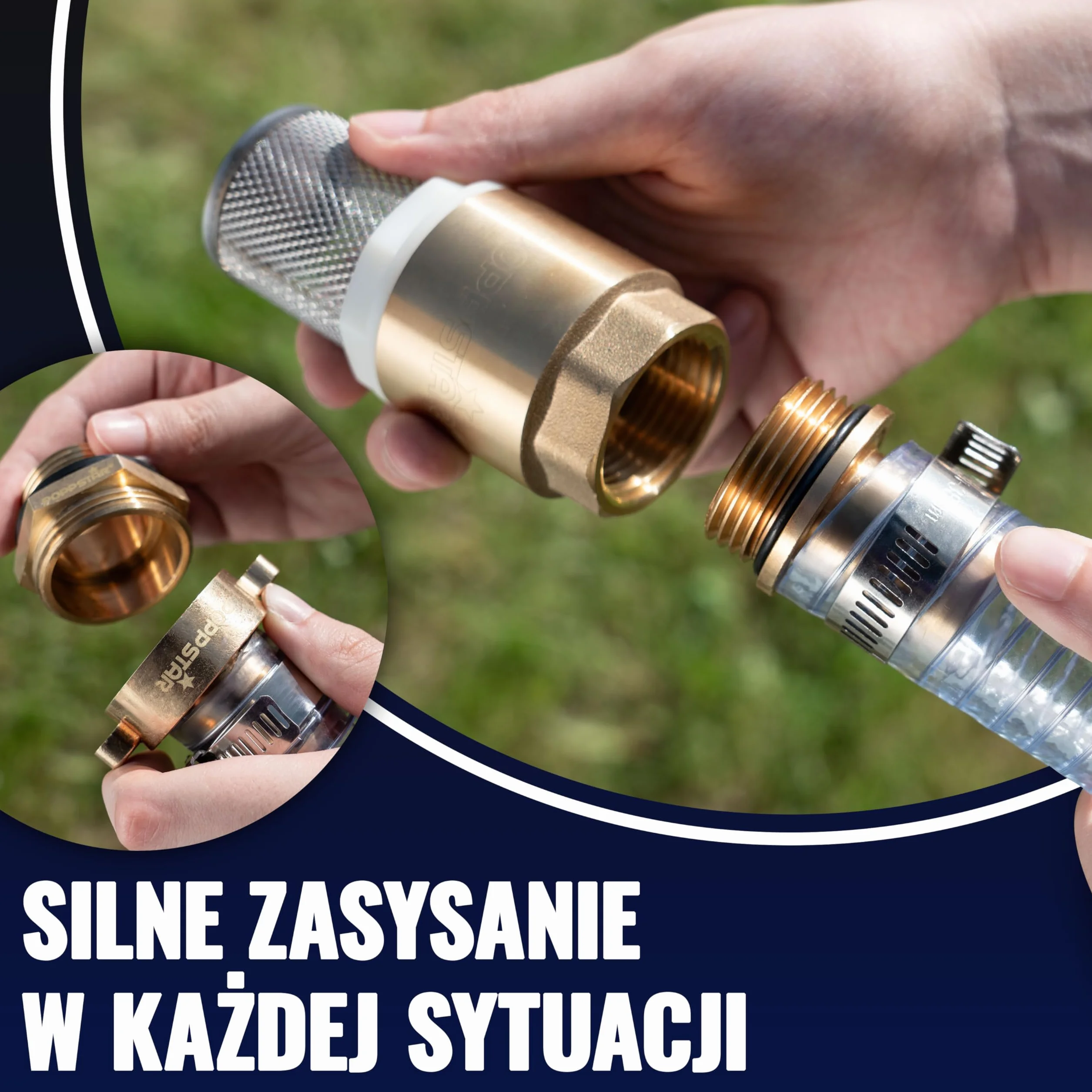 Poppstar Wąż ssący 1 cal 4m (ID 25mm, AD 33mm, grubość ścianki 4mm), w zestawie kosz ze stali nierdzewnej z zaworem zwrotnym, nakrętka zaciskowa ID 1 1/4" (41,9mm), kawałek redukcyjny AD 1" (33,3mm)