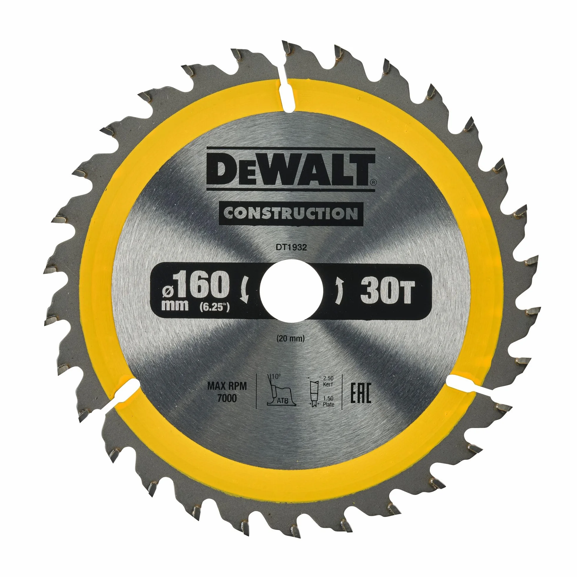 DEWALT Solidny Hoja do construcción 160 x 20mm 30t (ac) dla profesjonalistów i majsterkowiczów do pracy profesjonalnej 20mm