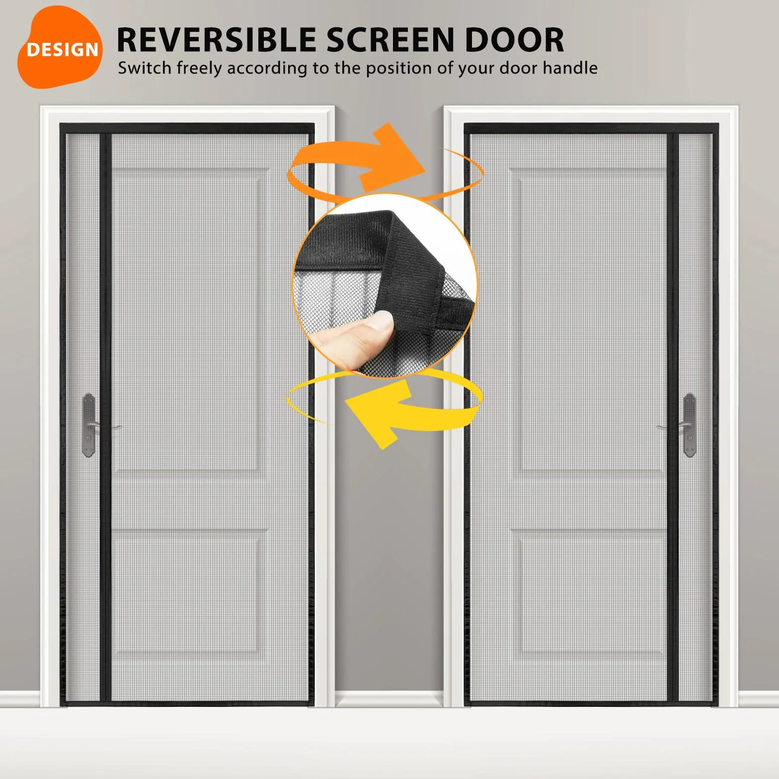 SCREEN DOOR Magnetyczna moskitiera na drzwi balkonowe, 140 x 220 cm, otwierana z boku dla dodatkowego komfortu, ochrona przed owadami na drzwi balkonowe, łatwa instalacja, czarna