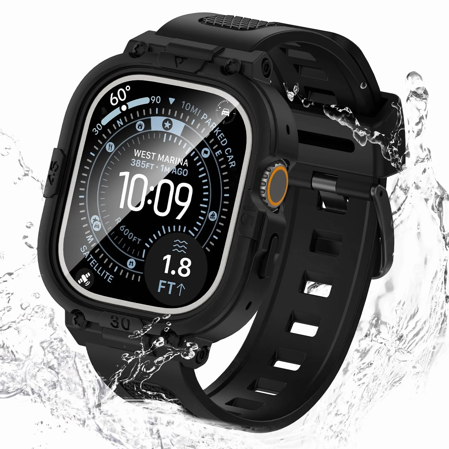 Neitra 3 w 1 360° wodoszczelne etui ochronne do Apple Watch z paskiem iWatch, wytrzymała obudowa na zderzak