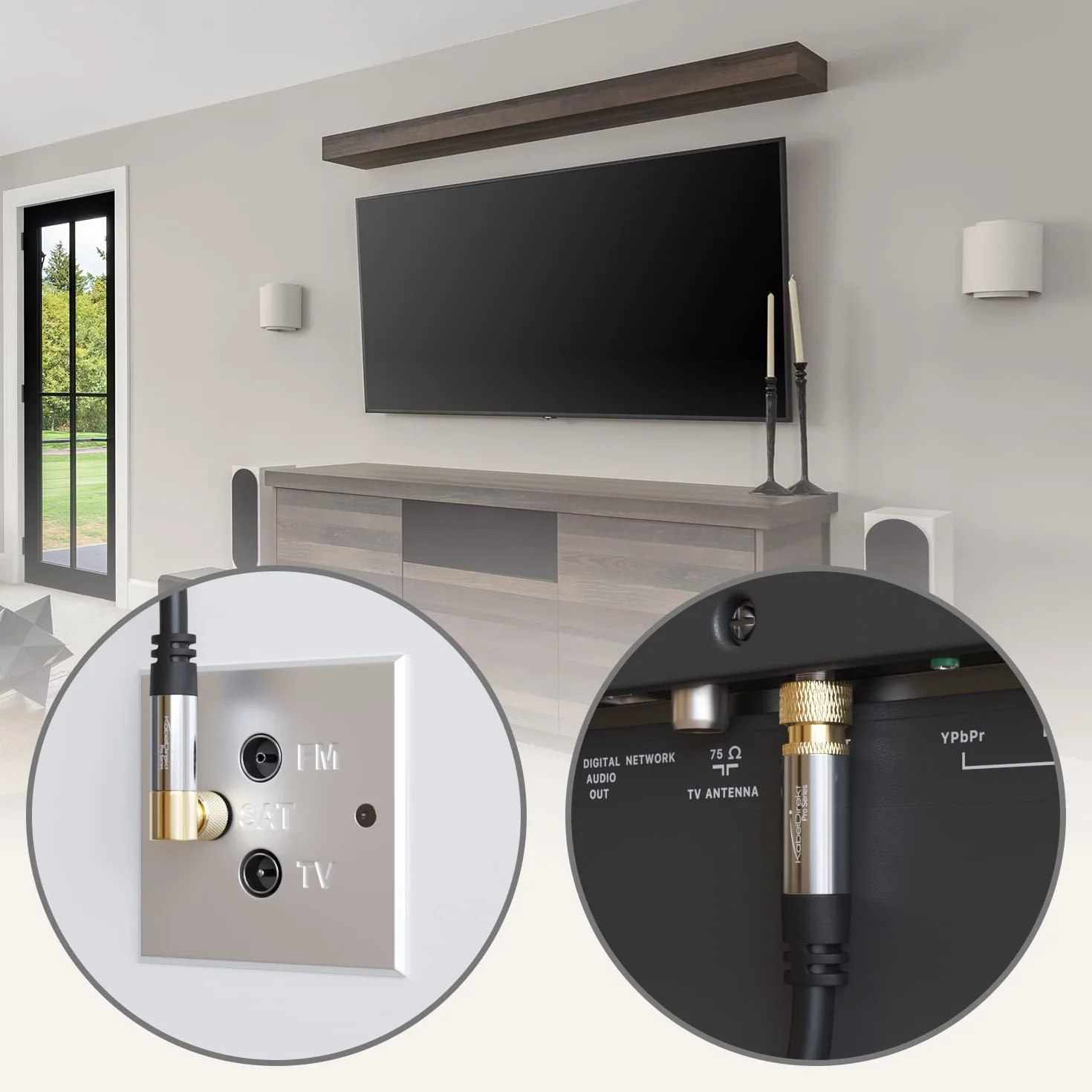 KabelDirekt Kabel Antenowy Koncentryczny 3m 4K TV F-SAT 90°/prosty DVB-T/C/S/S2