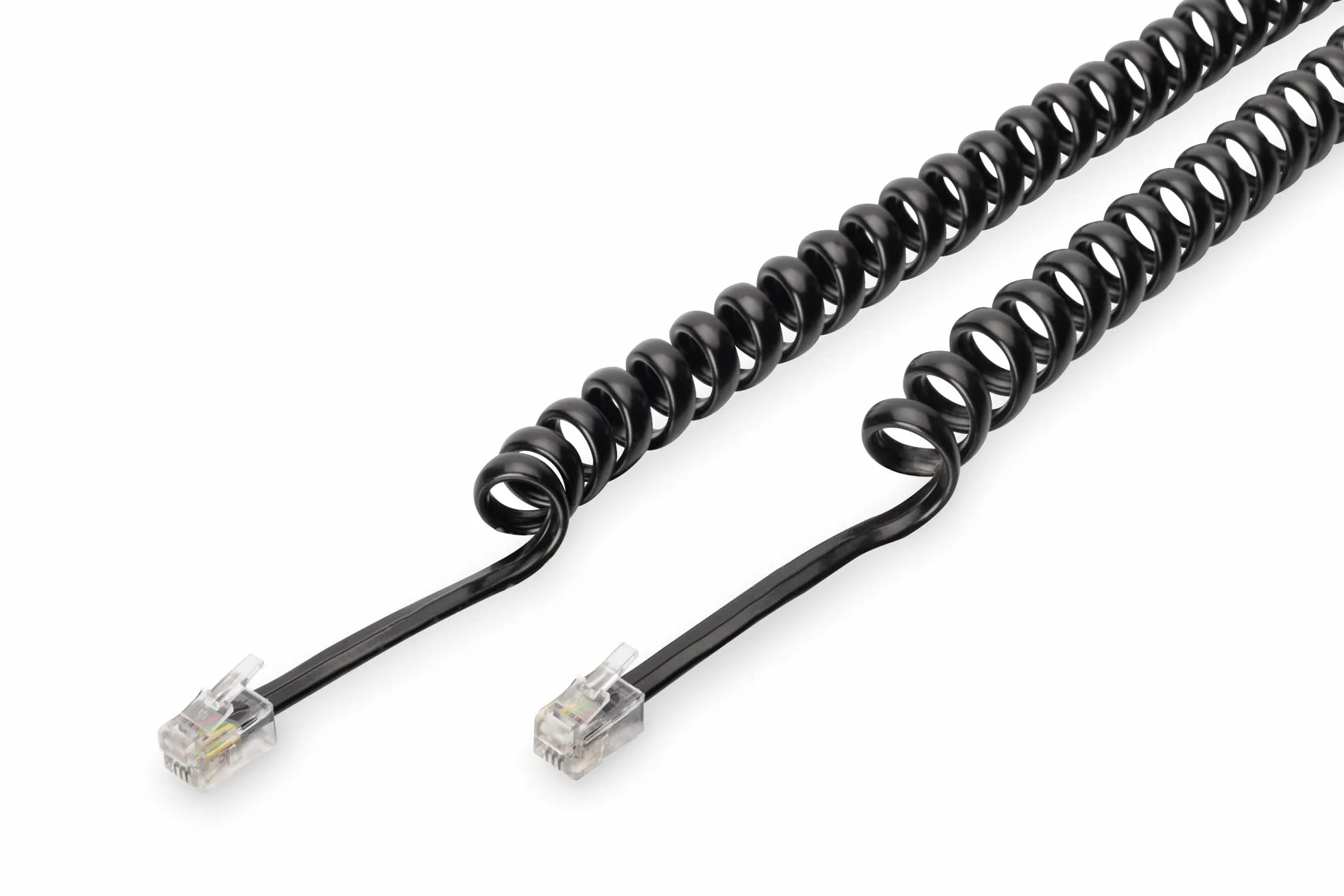DIGITUS Kabel połączeniowy do słuchawki telefonicznej UAE - RJ10-4-żyłowy - kabel spiralny - długość 2 m - czarny