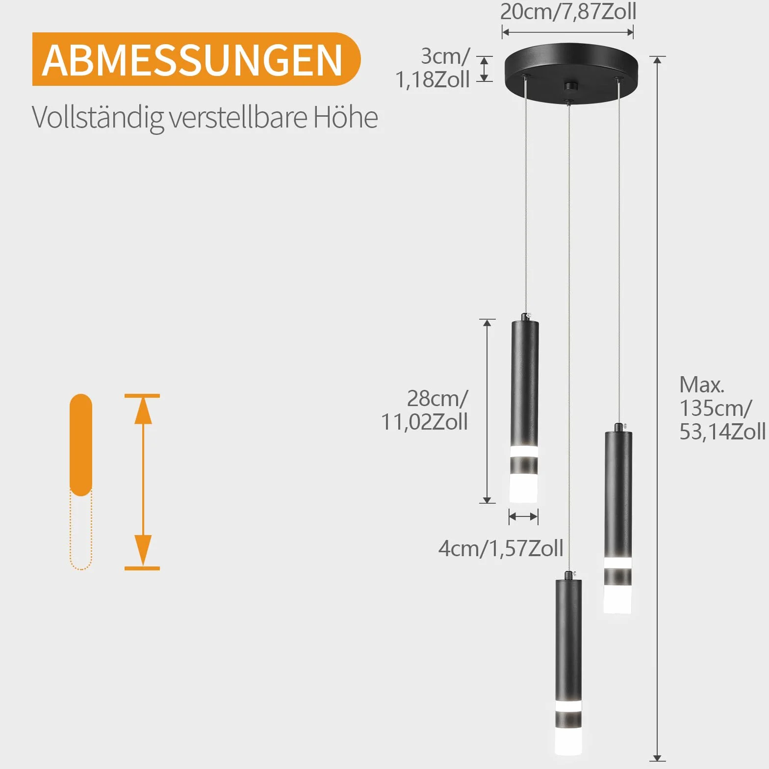 Nowoczesna lampa wisząca z regulacją wysokości LED czarna mini lampa wisząca Kücheninsel Schlafzimmer stolik nocny małe lampy wiszące (3-światło)