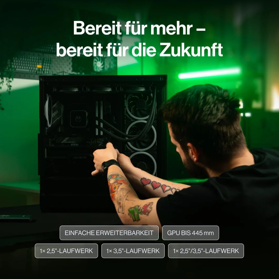 ENDORFY Fishtank 6000 Corona obudowa PC ATX E-ATX gamingowa panoramiczna szkło hartowane 4x120mm wentylatory ARGB PWM USB-C chłodzenie 360 mm GPU do 445 mm czarna