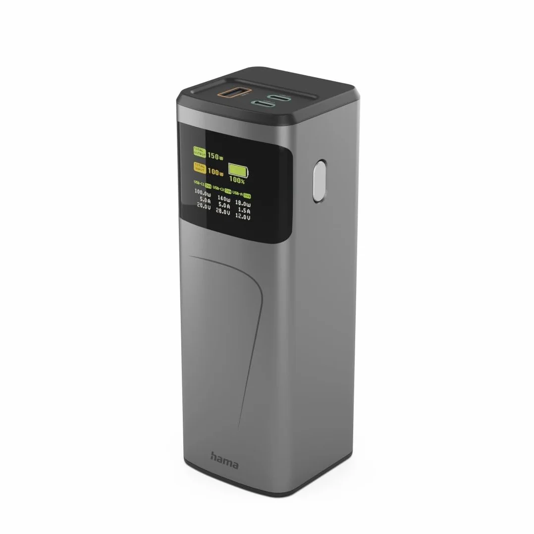 Hama Power Pack 24000mAh 150W Power Bank Szybkie Ładowanie Power Delivery Quickcharge 2xUSB-C 1xUSB-A Kompaktowy Podróżny