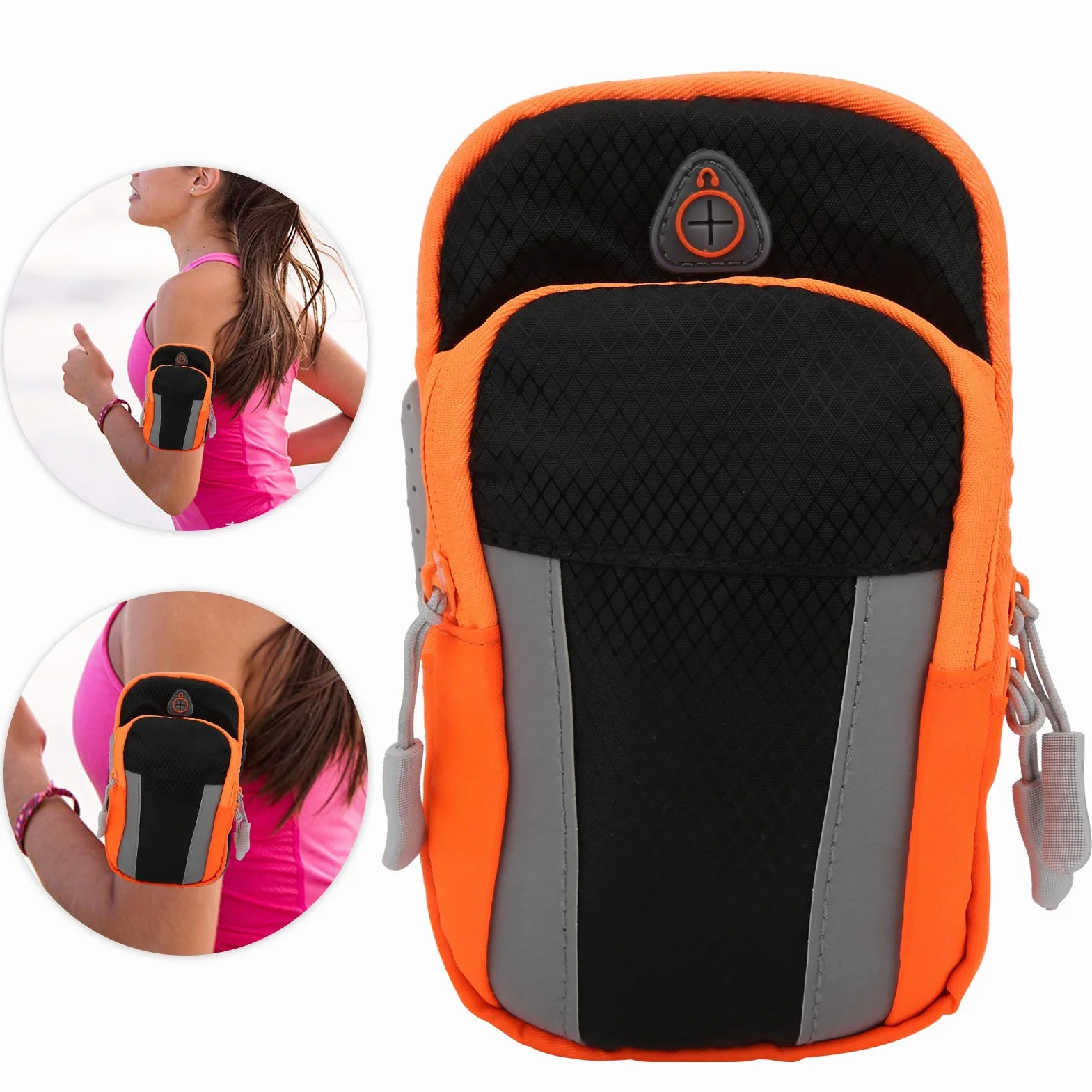 Torba na ramię sportowa wodoodporna 5,1-6 cali uniwersalna smartfon pomarańczowa (black)