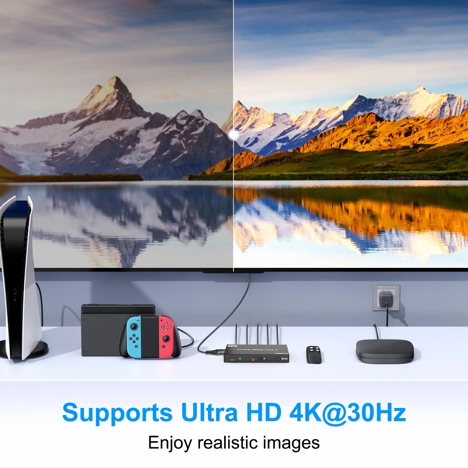 Przełącznik HDMI 4K 30Hz 4 w 1 Out z pilotem na podczerwień HDCP 1.4 HDR 3D