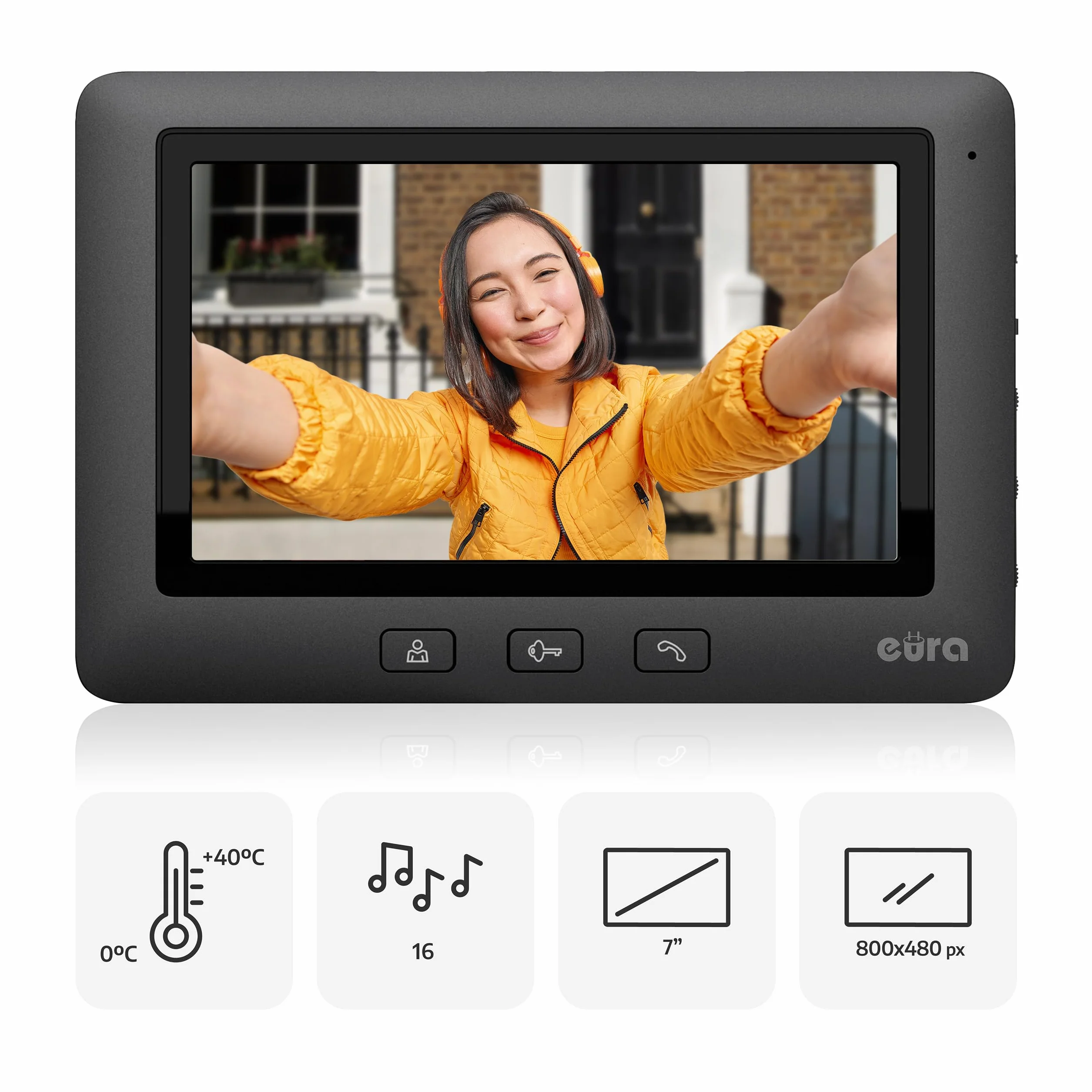 EURA VDP-45A3-TY Alpha+ TUYA WiFi wideodomofon, 4-przewodowy, kolorowy monitor 7", czarny