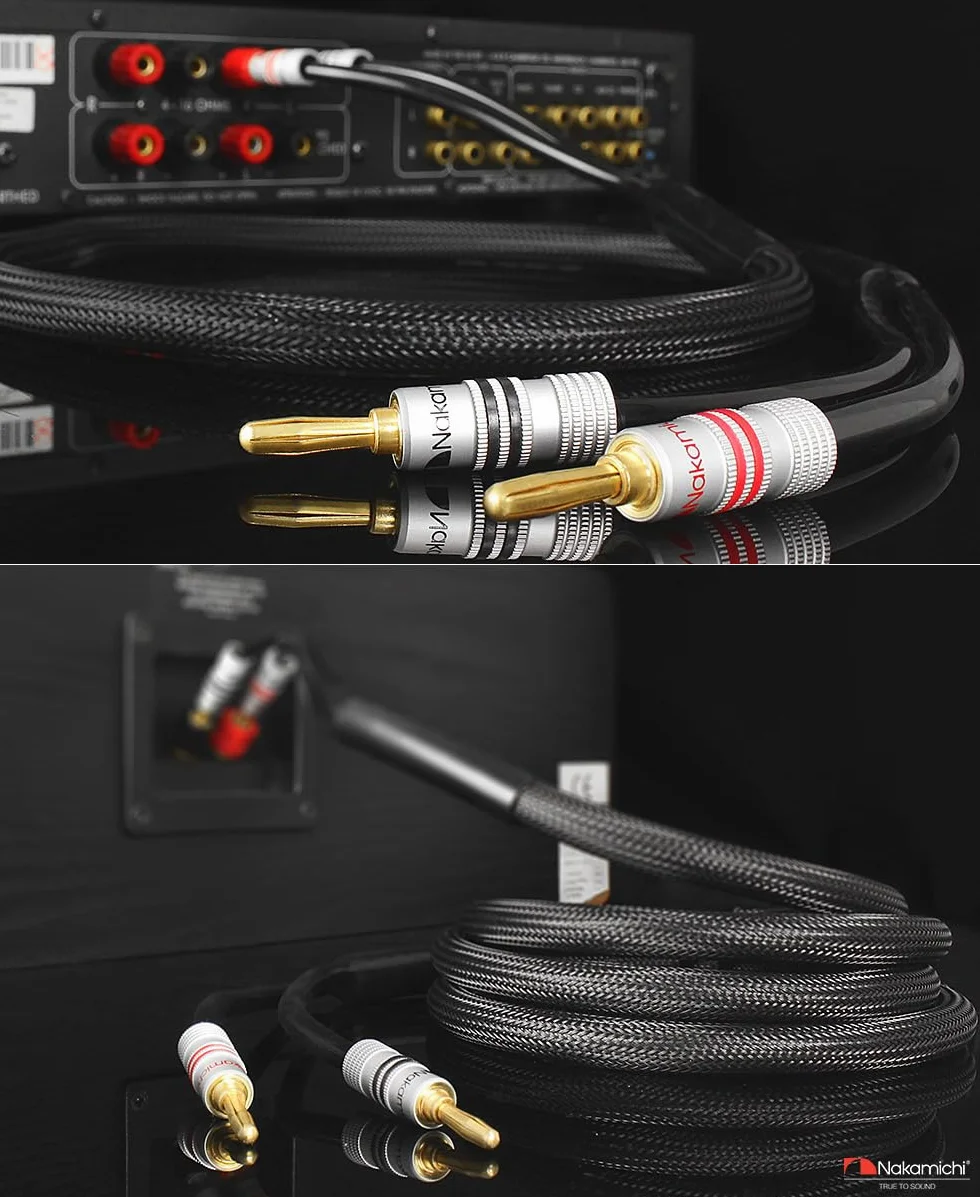 Nakamichi Excel Series pozłacane wtyki bananowe 12AWG 99,9% miedź beztlenowa OFC 2-pak