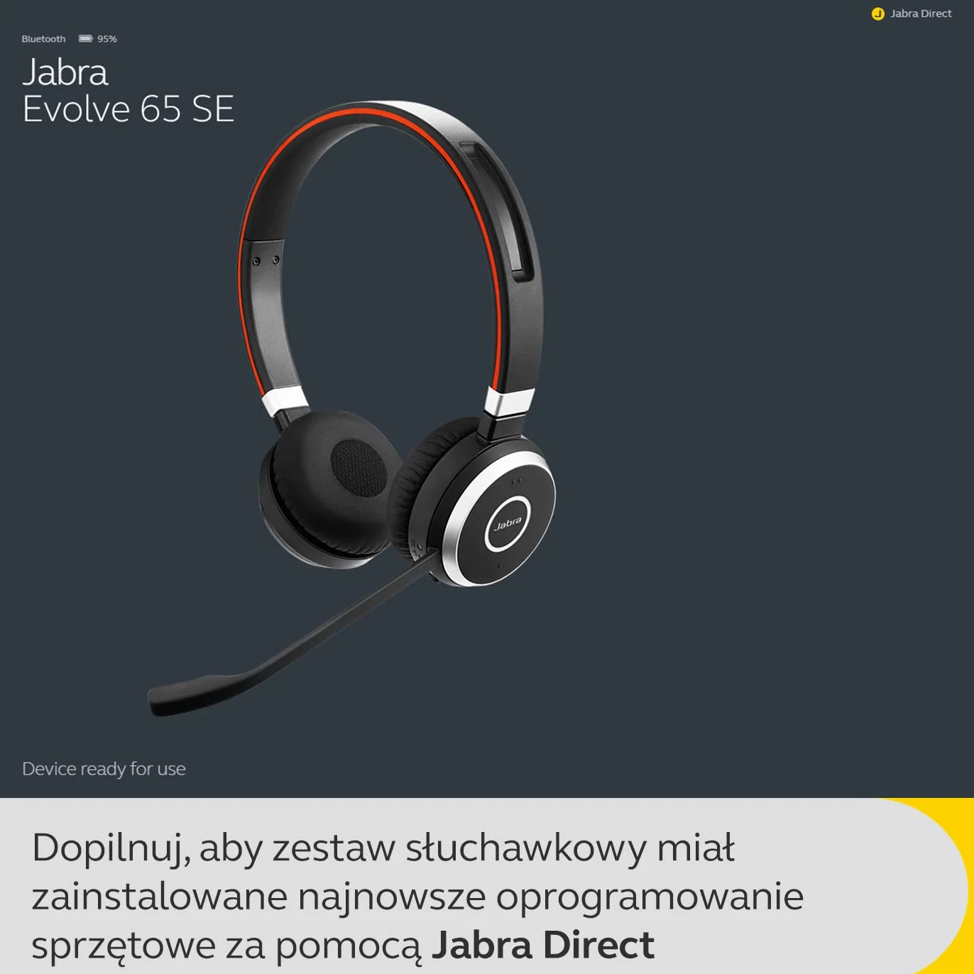 Jabra Evolve 65 SE bezprzewodowy zestaw słuchawkowy Bluetooth stereo z redukcją szumów, czarny
