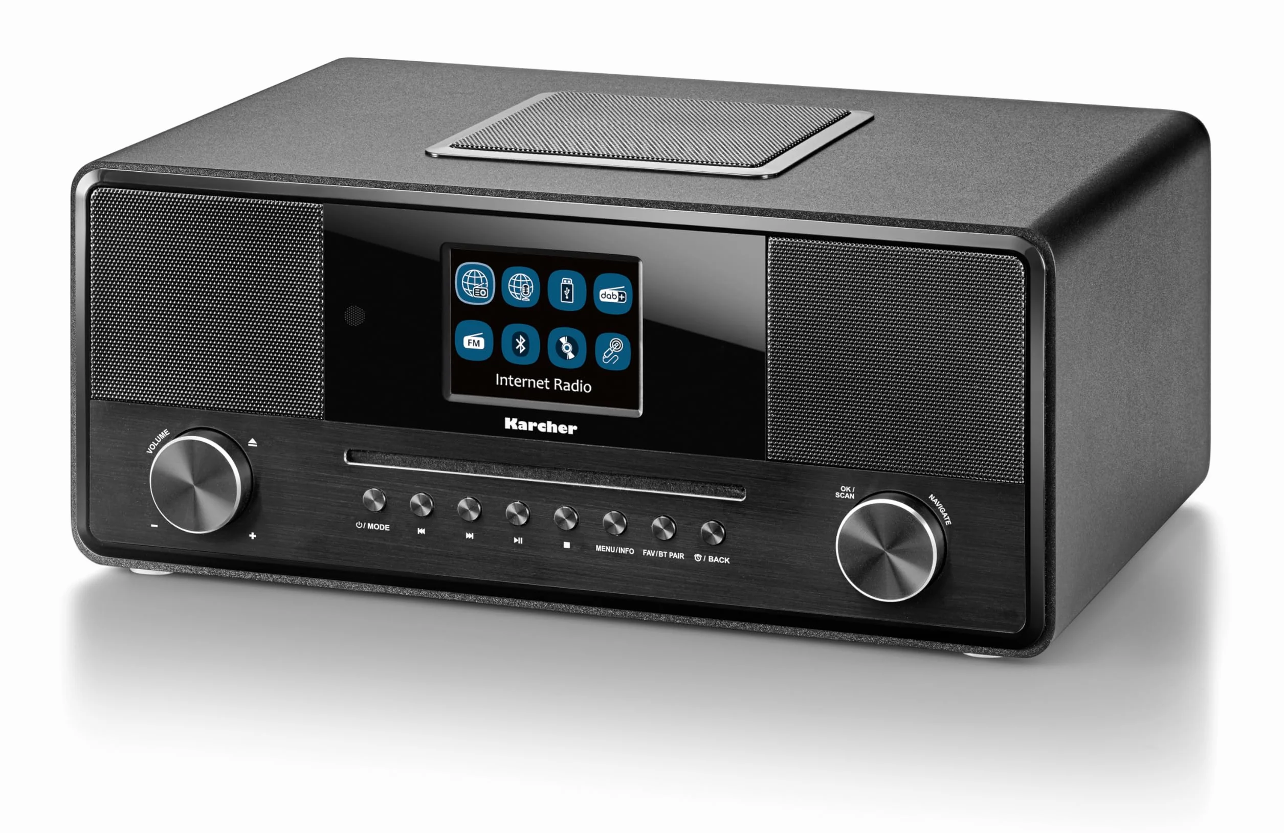 Karcher DAB 9000CDi radio internetowe z odtwarzaczem CD DAB+ UKW-RDS Wi-Fi Bluetooth USB AUX-IN budzik podwójny alarm subwoofer czarny