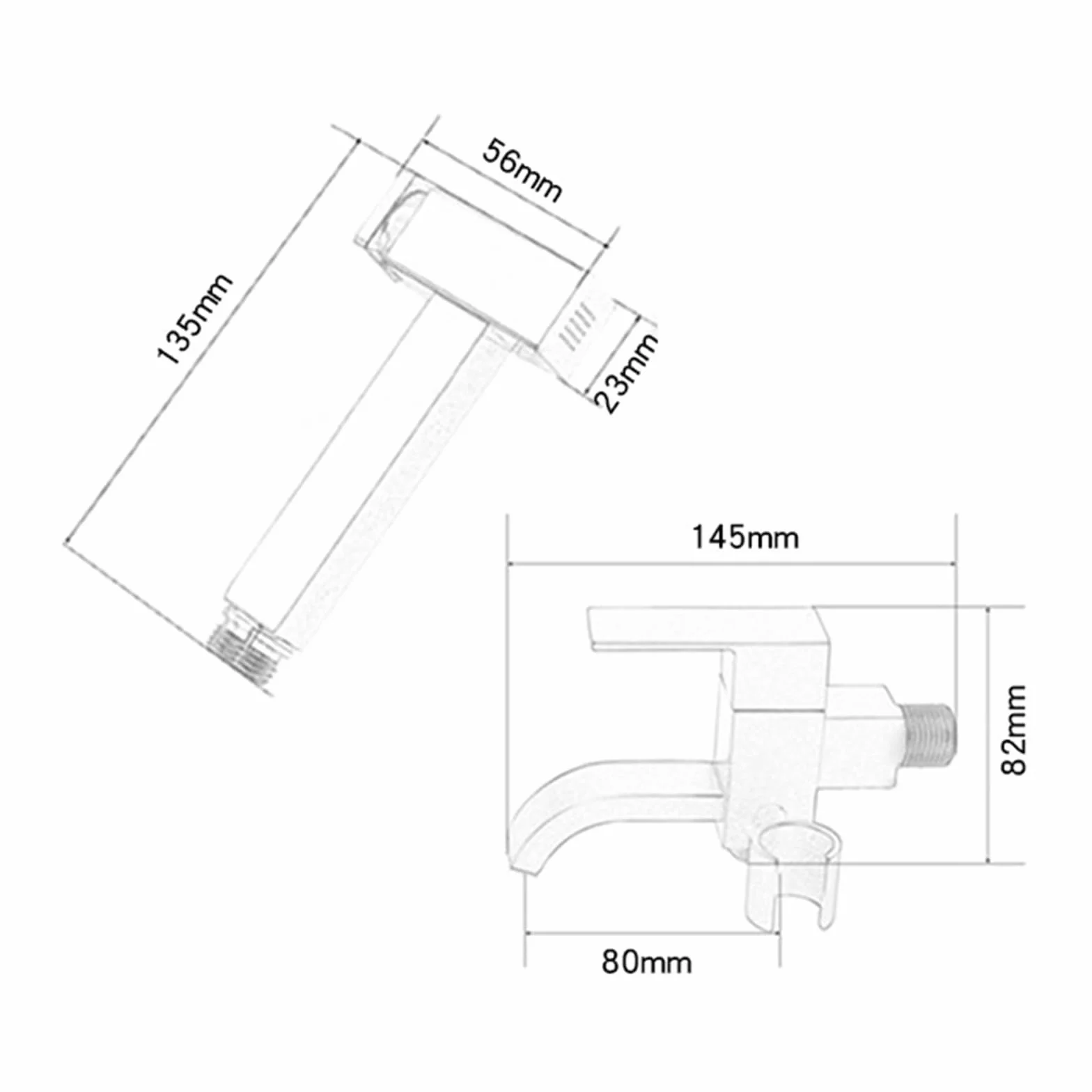 Bidet słuchawka prysznicowa do toalety, chromowana, mosiądz, montaż ścienny, kran zimna woda z wężem 1,5 m, na balkon, do łazienki