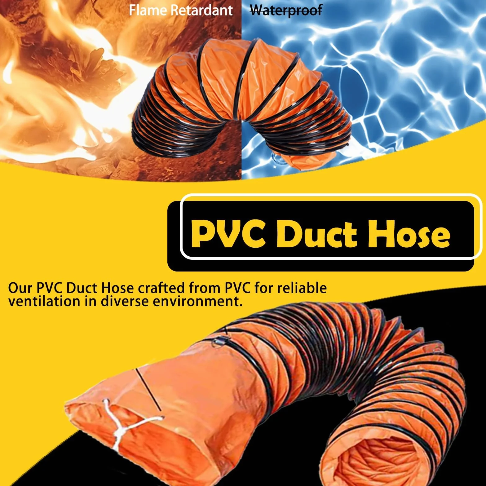Elastyczny wąż do kanału wydechowego - lekki przewód PVC z drutem stalowym, długość 2/6/8/10 m, idealny do systemów HVAC, wentylacji powietrza i remontów