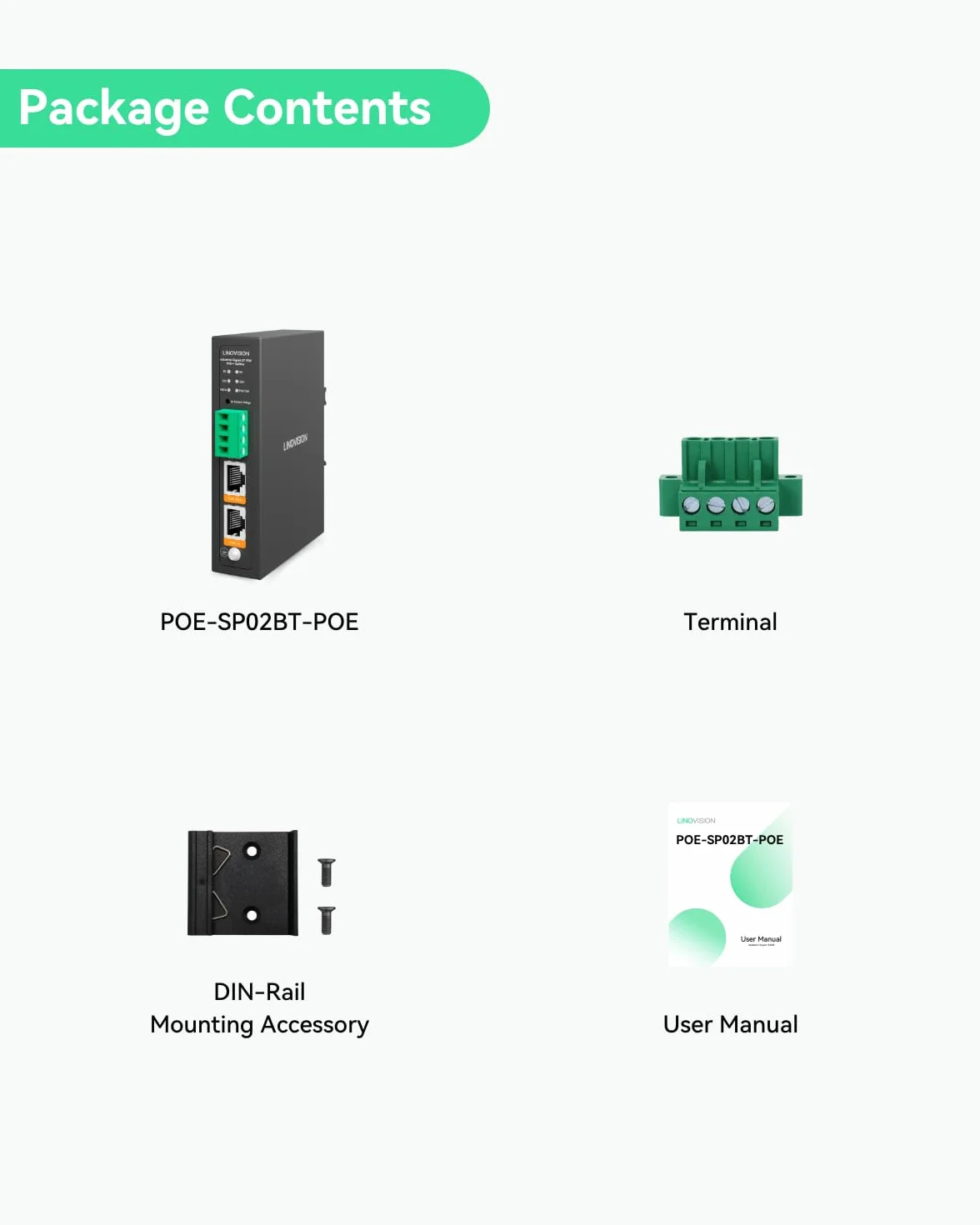 LINOVISION Przemysłowy gigabitowy rozdzielacz PoE++ 90W IEEE802.3bt DC 5/9/12/24V montaż na szynie DIN