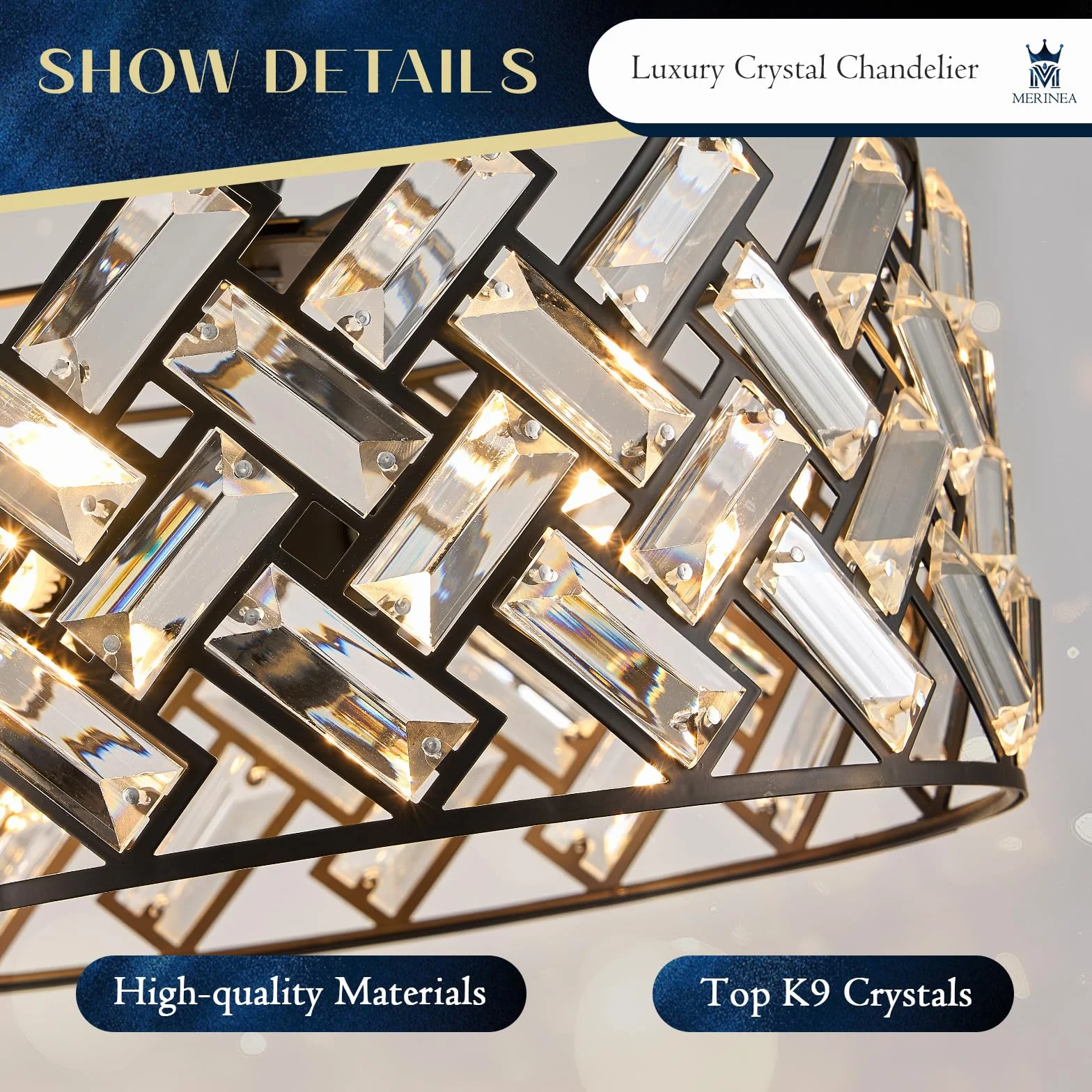 Czarna kryształowa lampa wisząca, dom wiejski, 4 lampy, 30 cm, okrągły, nowoczesny, półpodtynkowy, żyrandol sufitowy, do kuchni, jadalni, sypialni, przedpokoju, przedpokoju