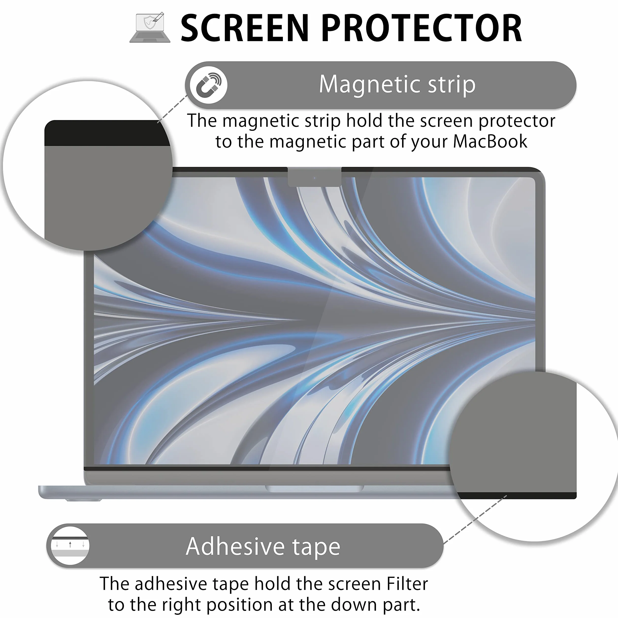 MyGadget Folia Prywatyzująca do MacBook Air 13,6 cala (2022) M2 A2681 Magnetyczna Filtr Anti Spieg