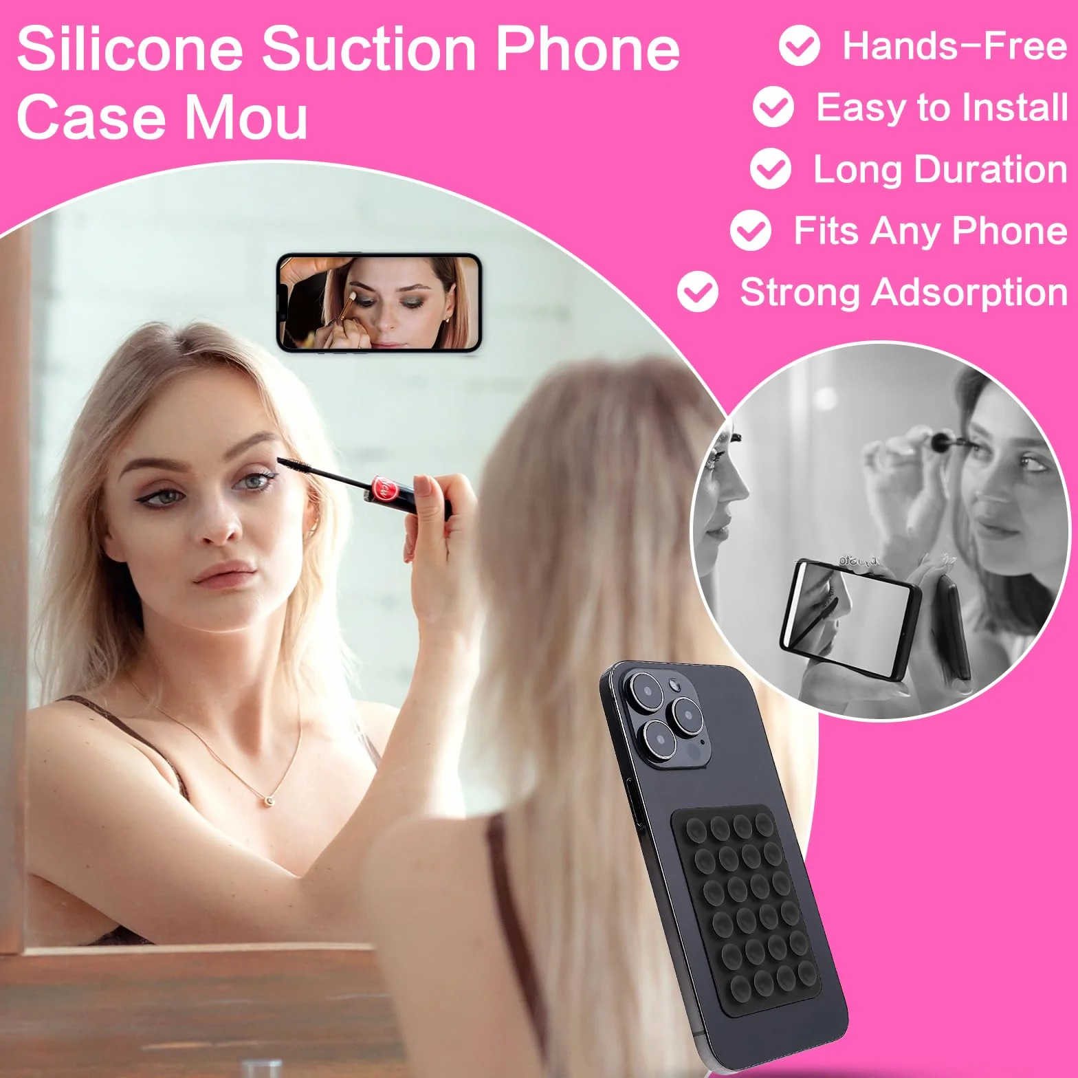 Gjinxi Silikonowy uchwyt na telefon komórkowy, przyssawki silikonowe, bardzo mocne, silikonowe etui na przyssawkę, uniwersalny uchwyt na telefon komórkowy, antypoślizgowy uchwyt na telefon komórkowy