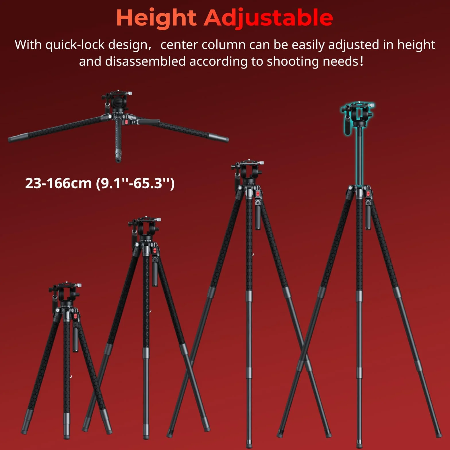 SMALLRIG x Potato Jet TRIBEX SE hydrauliczny aluminiowy statyw fotograficzny z głowicą olejową, udźwig 6 kg, maks. wysokość 166 cm, profesjonalny statyw wideo do wywiadów - 5305