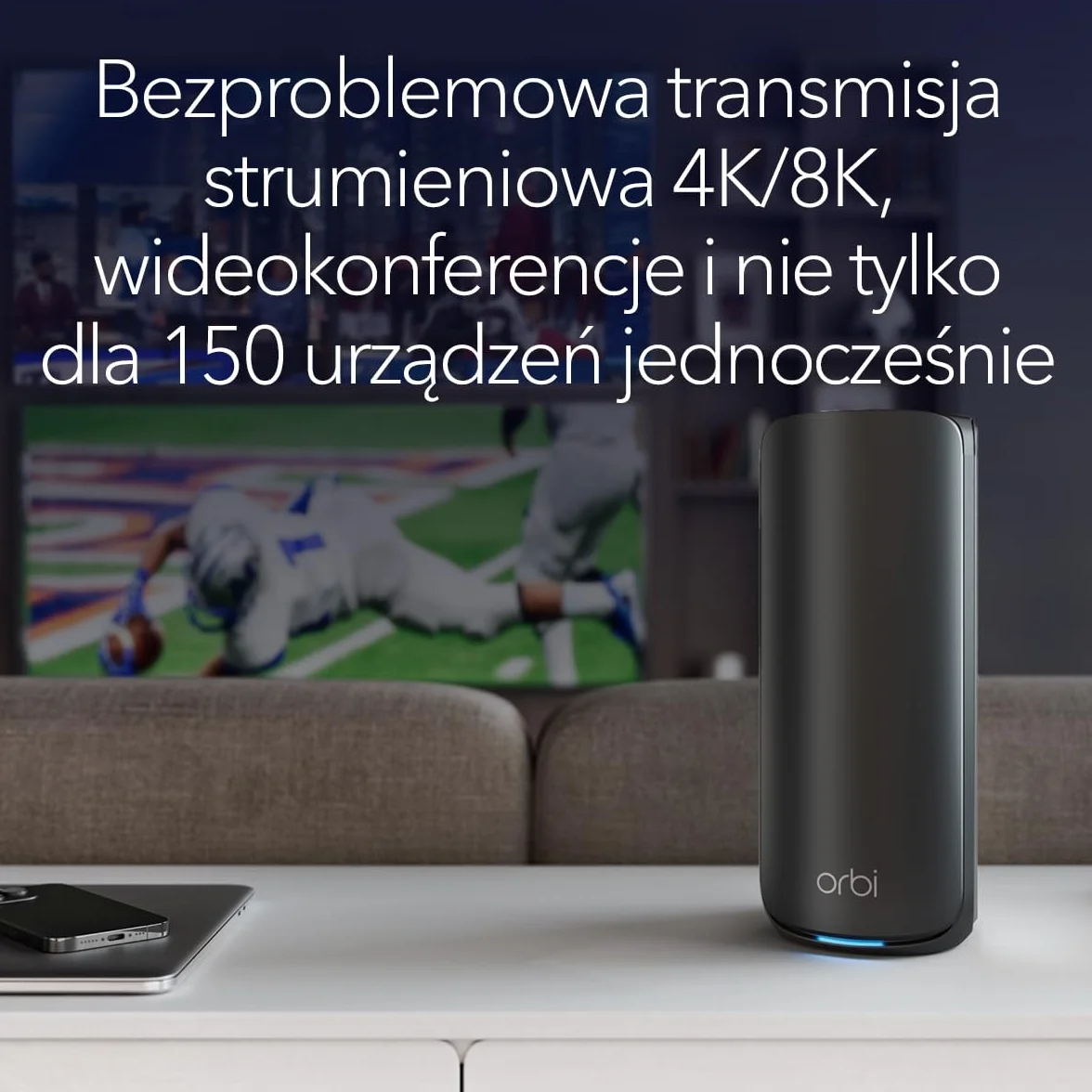 NETGEAR Orbi 870 Trójpasmowy system sieci mesh WiFi 7 (RBE873B) — router + 2 wzmacniacze satelitarne, funkcje zabezpieczeń, do 21 Gb/s, zasięg do 600 m2, 150 urządzeń, port internetowy 10 Gb/s, czarny