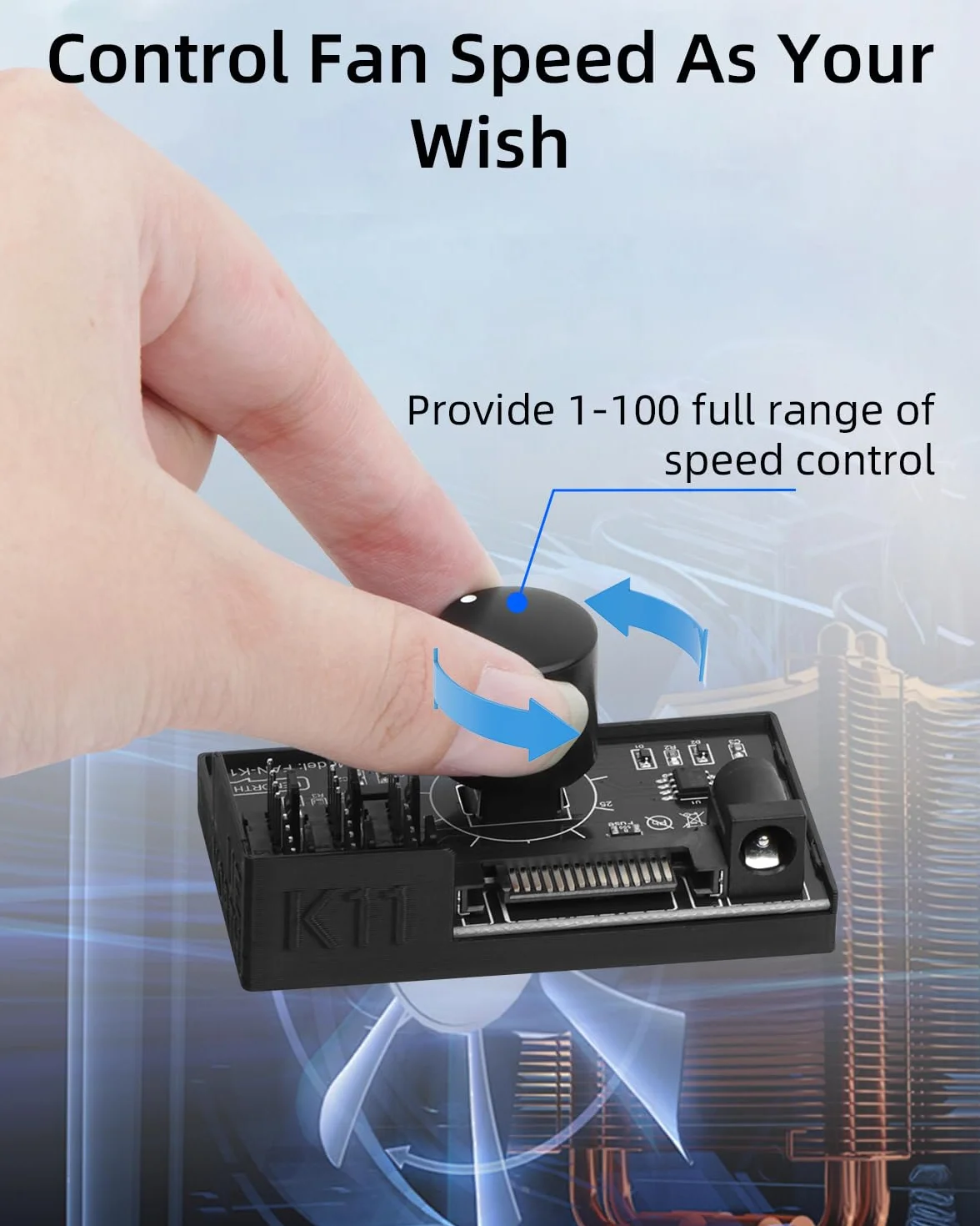 Kontroler wentylatora PWM 6-portowy 4-pinowy 12V SATA DC 5521 czarny