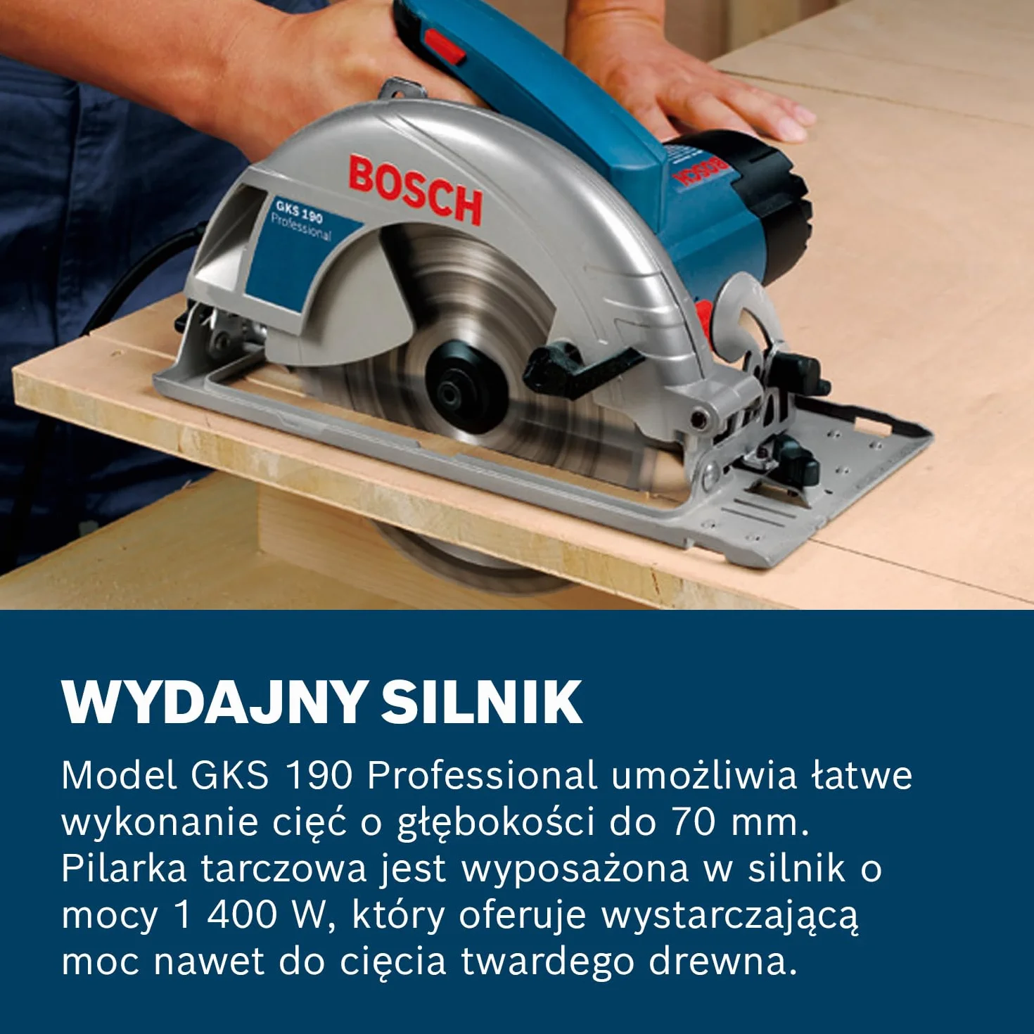 Bosch Professional: pilarka tarczowa GKS 190 (1400 W, średnica tarczy pilarskiej 190 mm, prędkość obrotowa bez obciążenia 5.500 min-1)