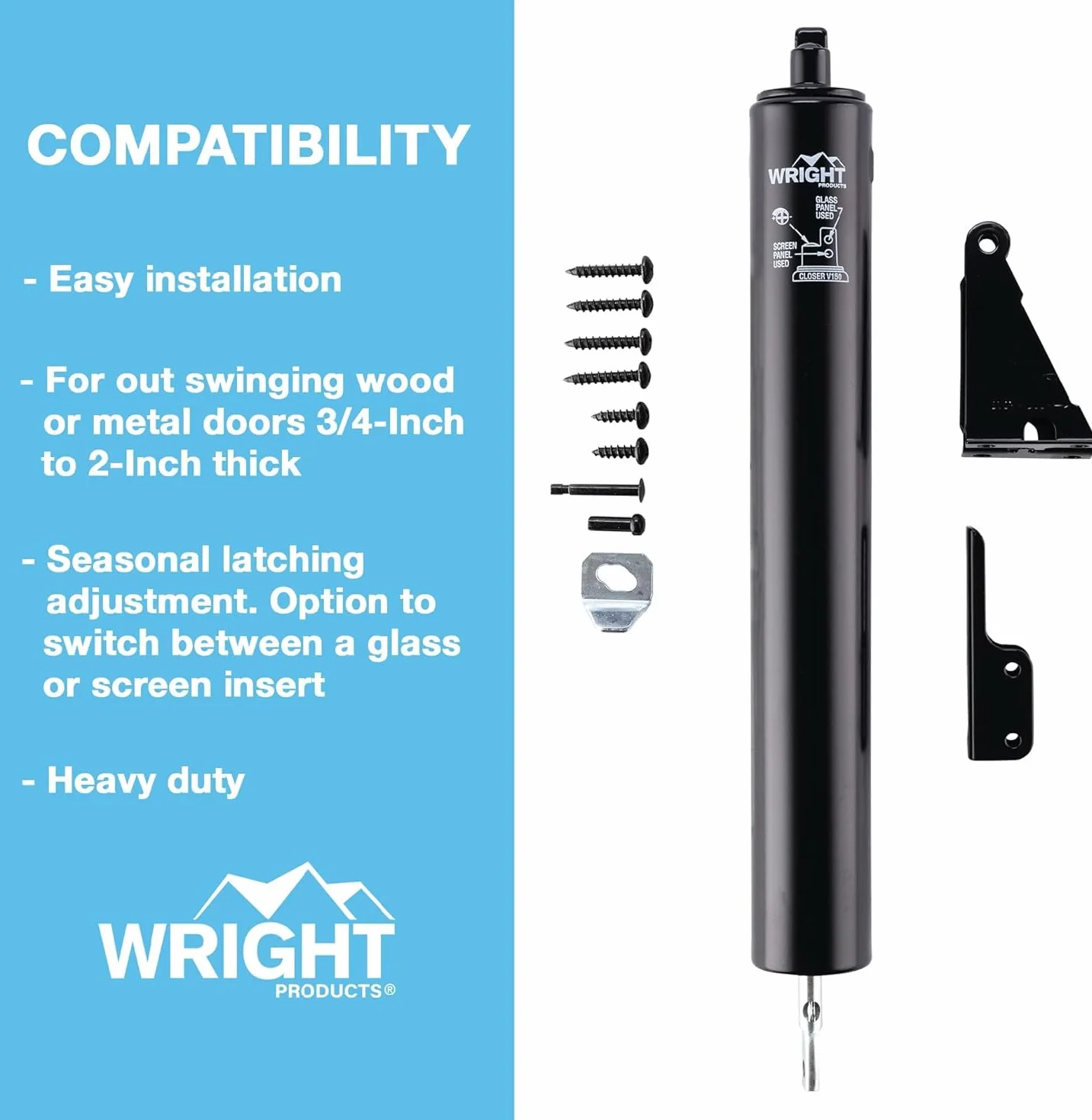 Wright Products V150BL wytrzymałe samozamykacz pneumatyczny, czarny