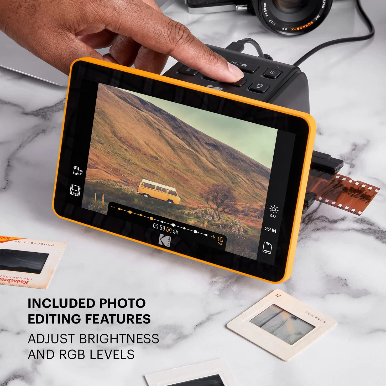 KODAK RODFS70 cyfrowy skaner filmowy Max 7" LCD 22MP HD JPEG czarny
