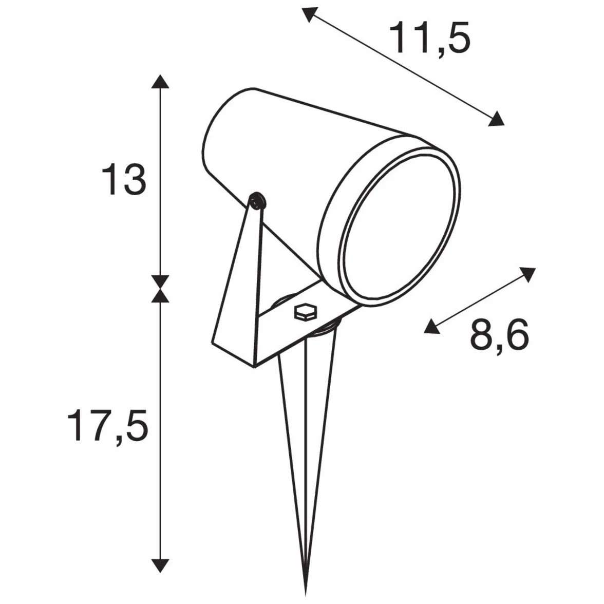 SLV Lampa wbijana w grunt SAMRINA SP single QPAR51 / lampa zewnętrzna do oświetlania ogrodu, tarasu, roślin, ścieżek, oczek wodnych, lampa zewnętrzna LED, reflektor zewnętrzny / GU10 IP65 7W czarna