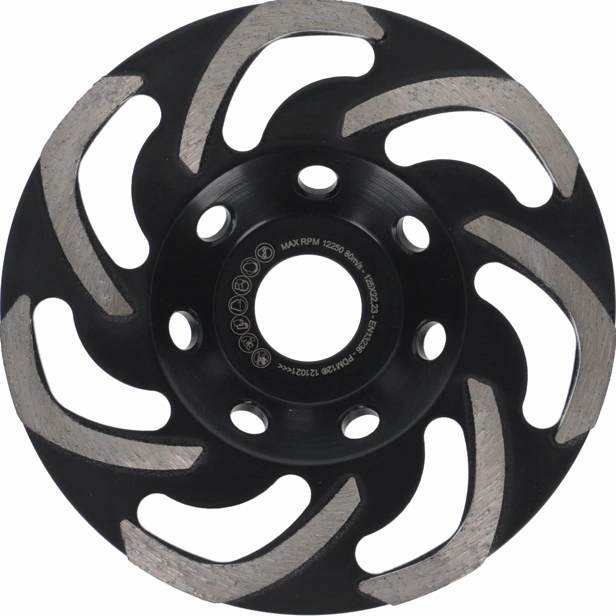 PRODIAMANT Profesjonalna diamentowa tarcza szlifierska Boomerang 125 mm x 22,2 mm, bardzo gruba, uniwersalna ziarnistość do kleju, betonu, kamienia zoptymalizowana pod kątem odsysania pyłu