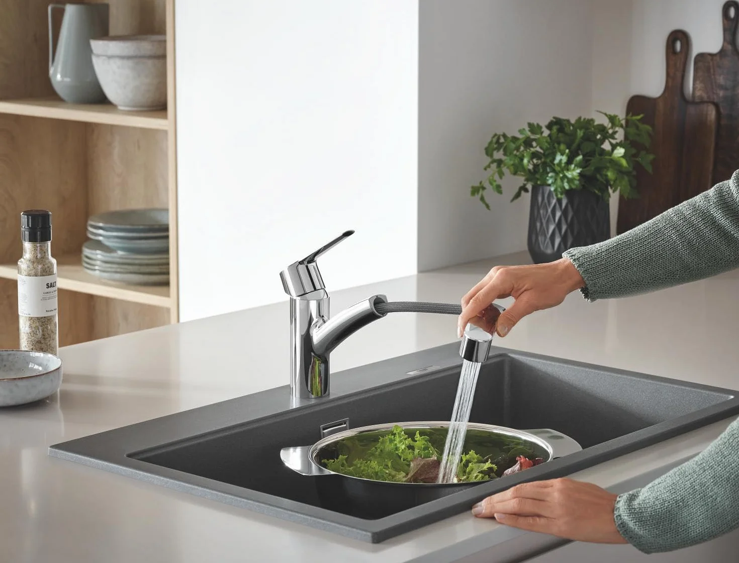 GROHE QUICKFIX Bateria zlewozmywakowa wysuwany prysznic 2-strumieniowy chrom