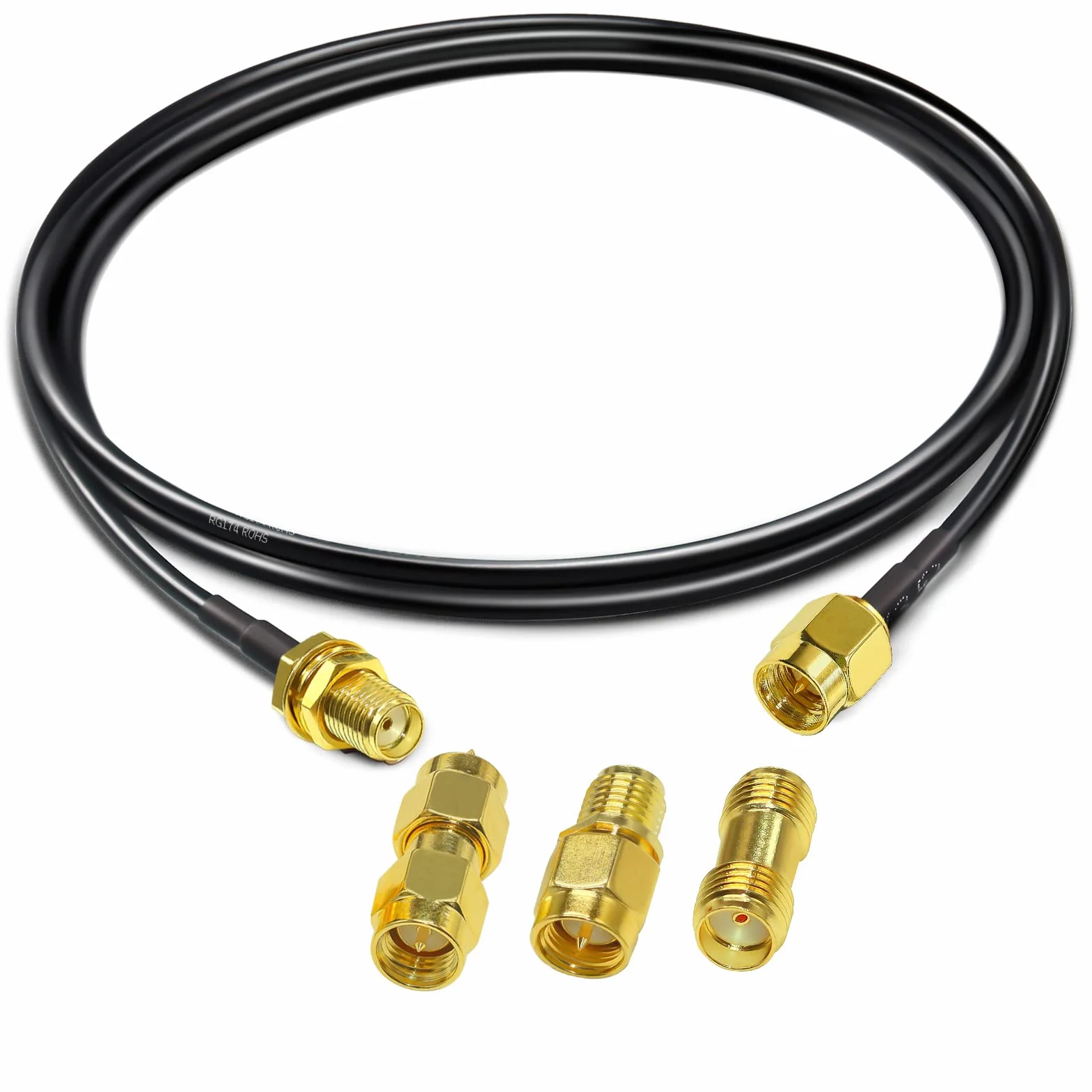 TUOLNK RG174 SMA kabel koncentryczny SMA męski na SMA żeński kabel koncentryczny RF 3,3 stopy (1 m) 3 szt. Adapter SMA Radio Ham, antena 3G 4G LTE, sprzęt SDR, ADS-B, GPS